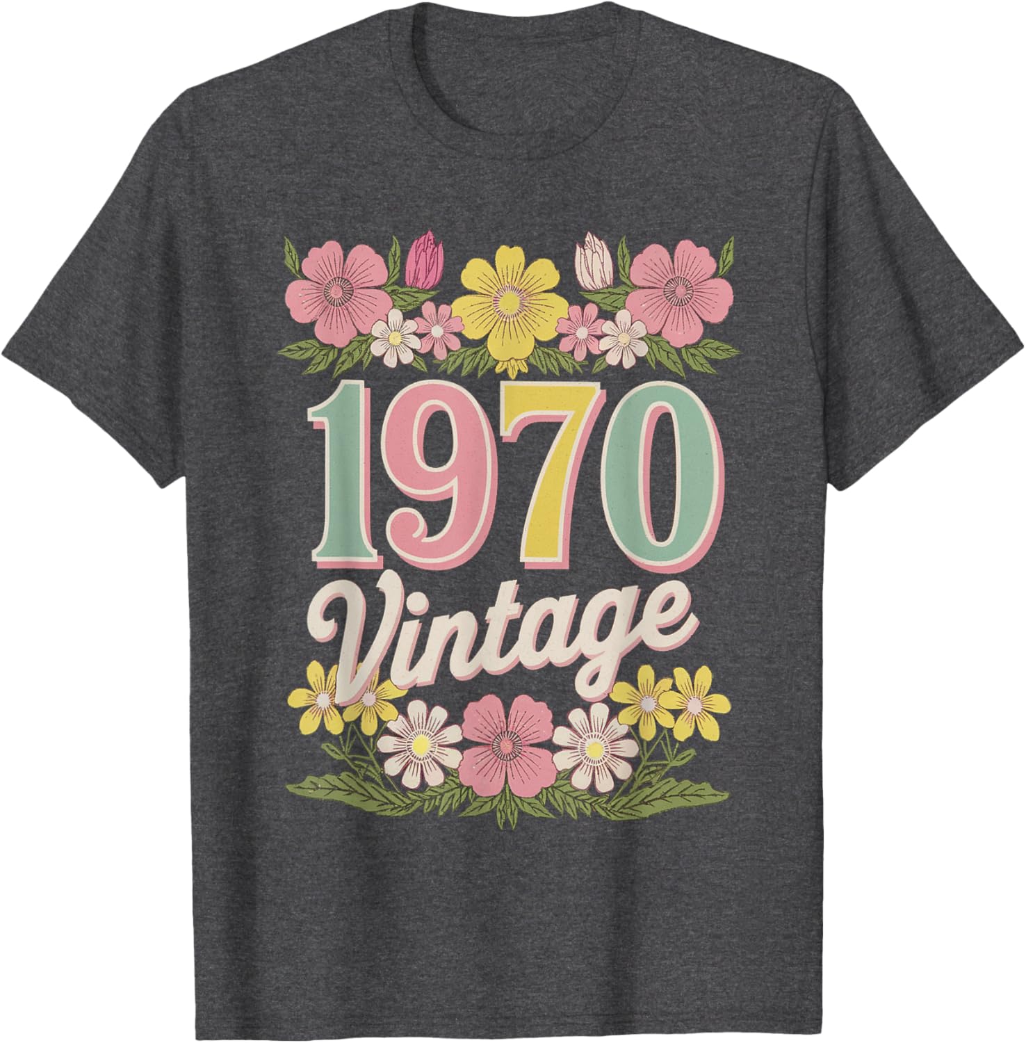 Vintage 1970 Retro Flower Birthday T-Shirt for Daughters and Women - 28