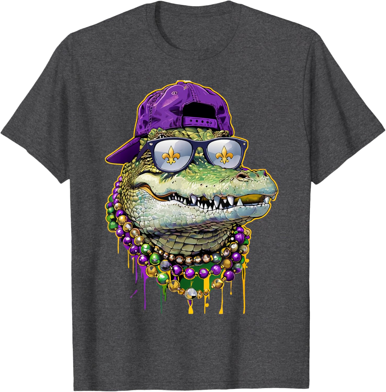 Mardigator Mardi Gras Alligator Costume T-Shirt for Men and Women - 3