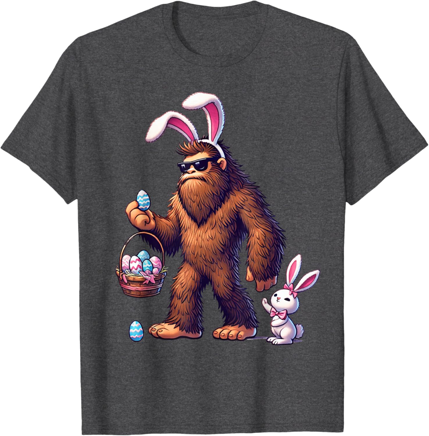 Bigfoot Sasquatch Bunny Easter Eggs T-Shirt for Kids and Men - 18