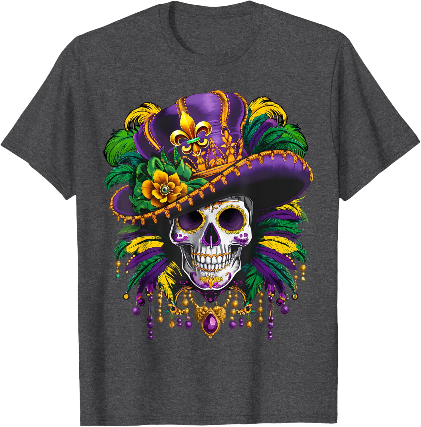 Mardi Gras Sugar Skull T-Shirt for New Orleans Carnival Fun - 20