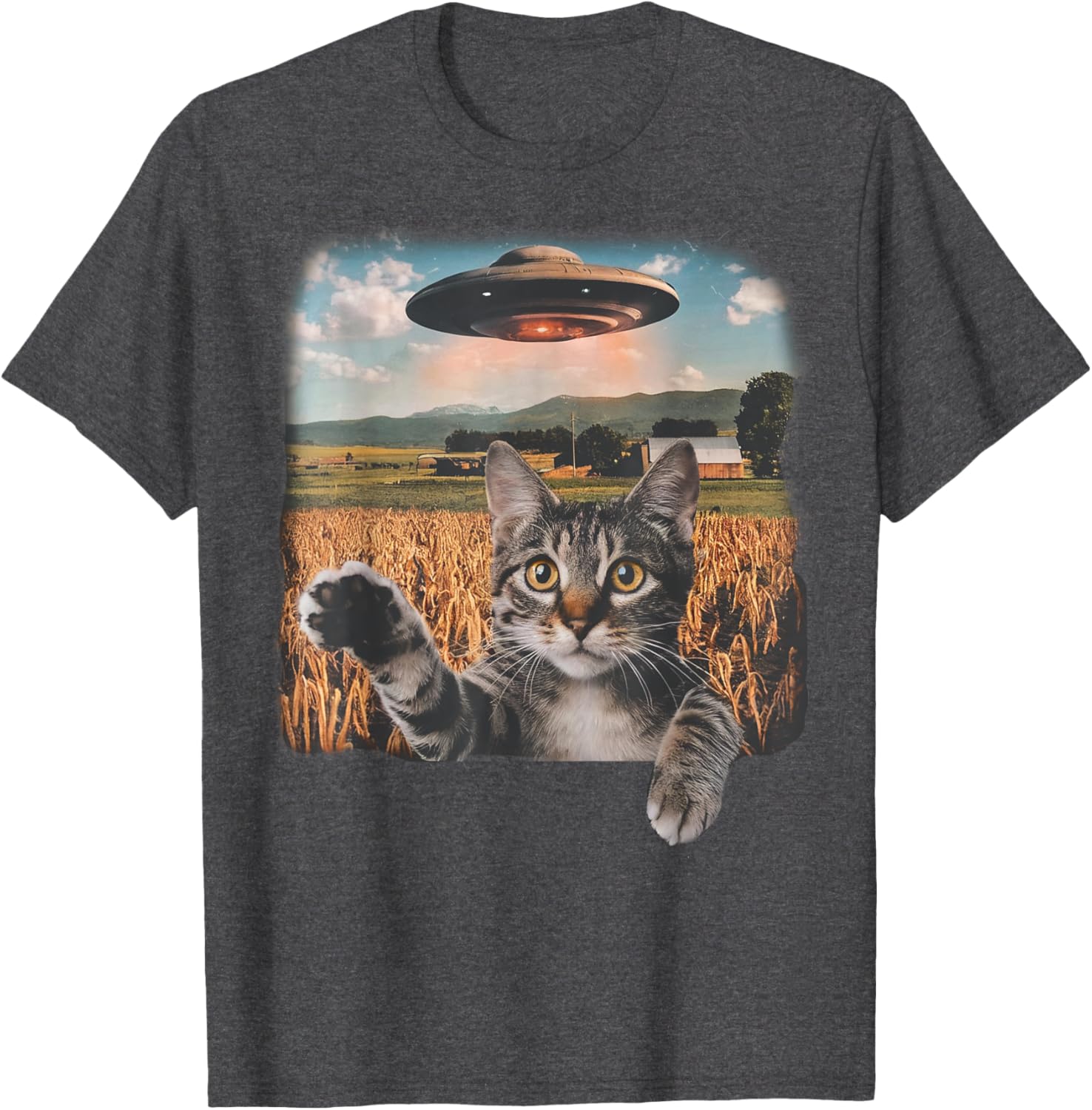Cat Selfie with Alien UFO T-Shirt for Men, Women, and Kids - 24