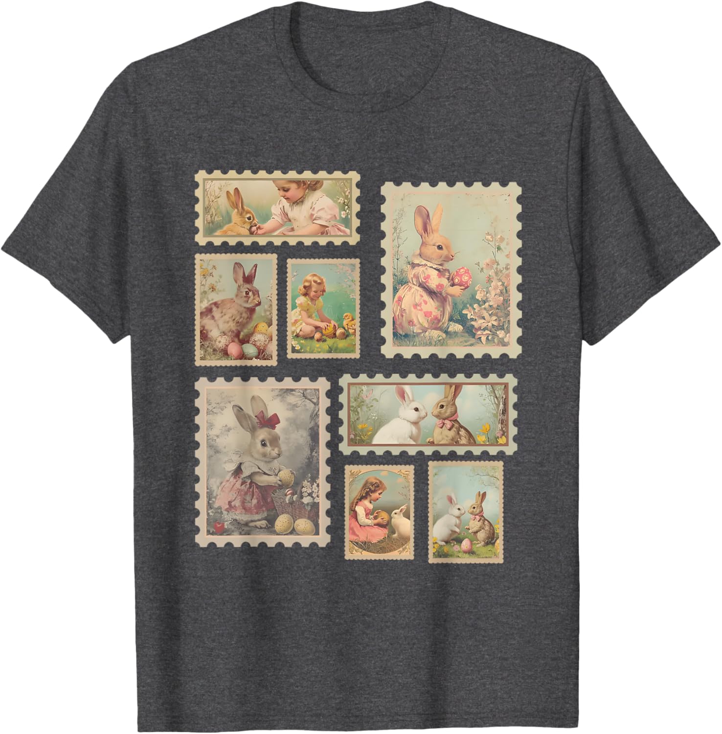 Retro Easter Bunny T-Shirt for Women Cute Spring Fashion Top - 23