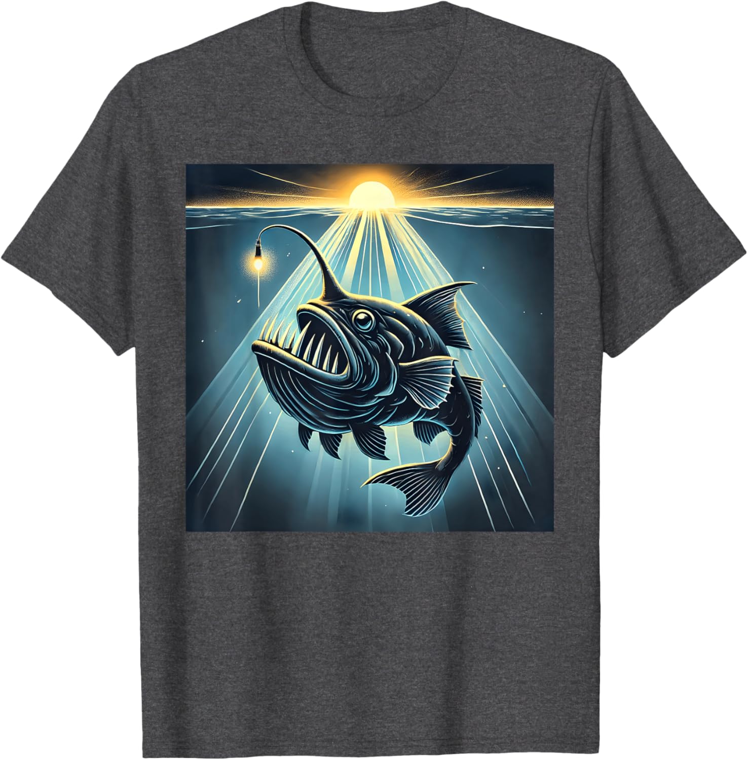 Anglerfish Found The Light T-Shirt - Fun Marine Life Apparel - 6