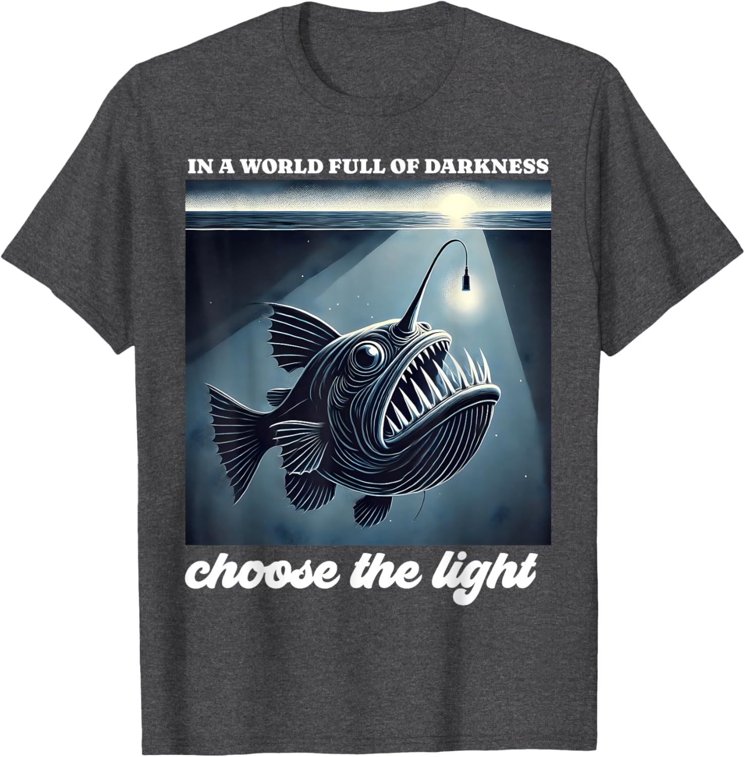 Anglerfish Found the Light Funny Graphic T-Shirt for Ocean Lovers - 5