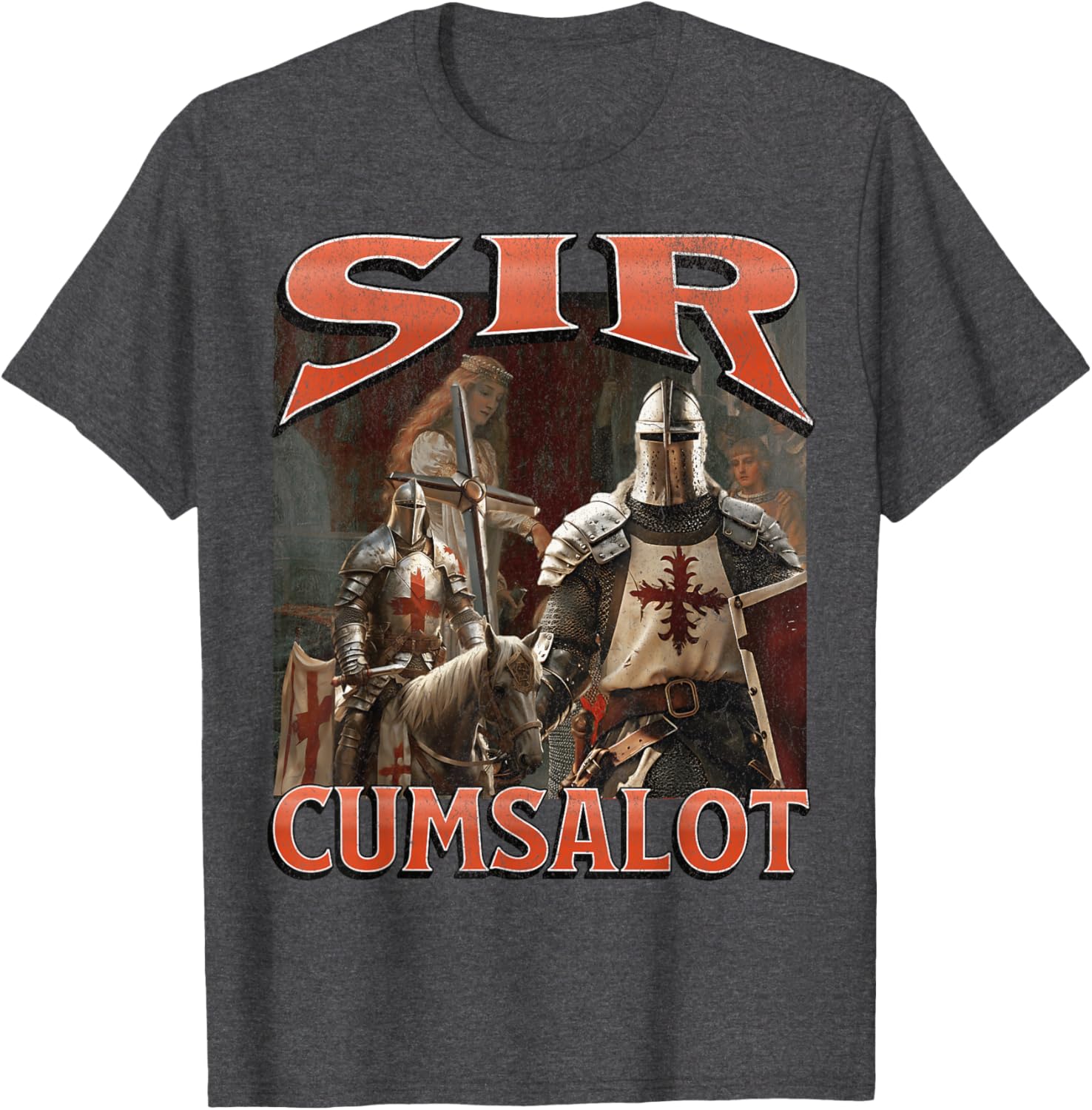 Humorous Sir Cumsalot Knight Meme Bootleg Graphic T-Shirt for Fun Fashion - 18