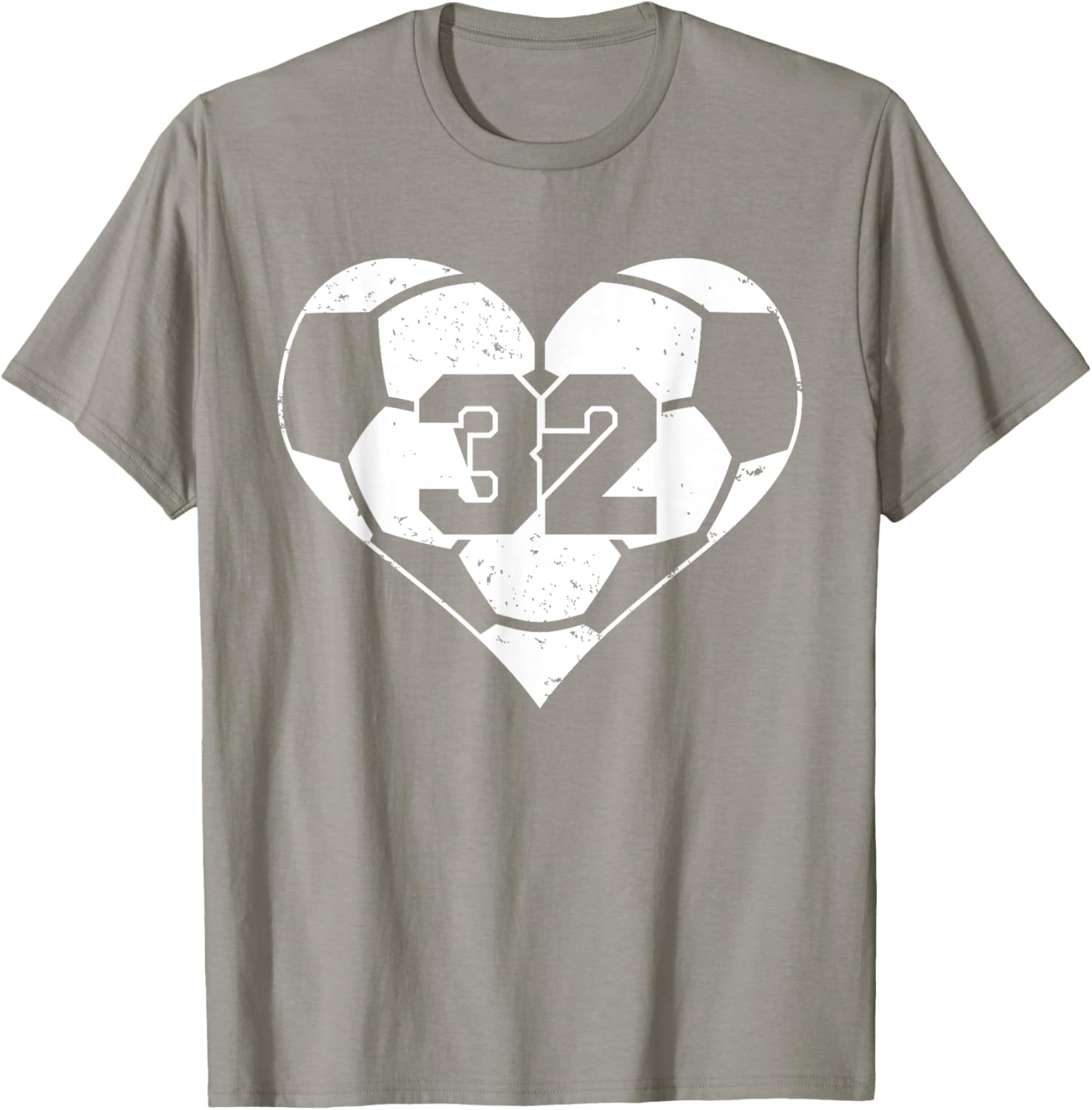 Funny Soccer Heart Game Day T-Shirt with Number 32 Jersey Design - 18
