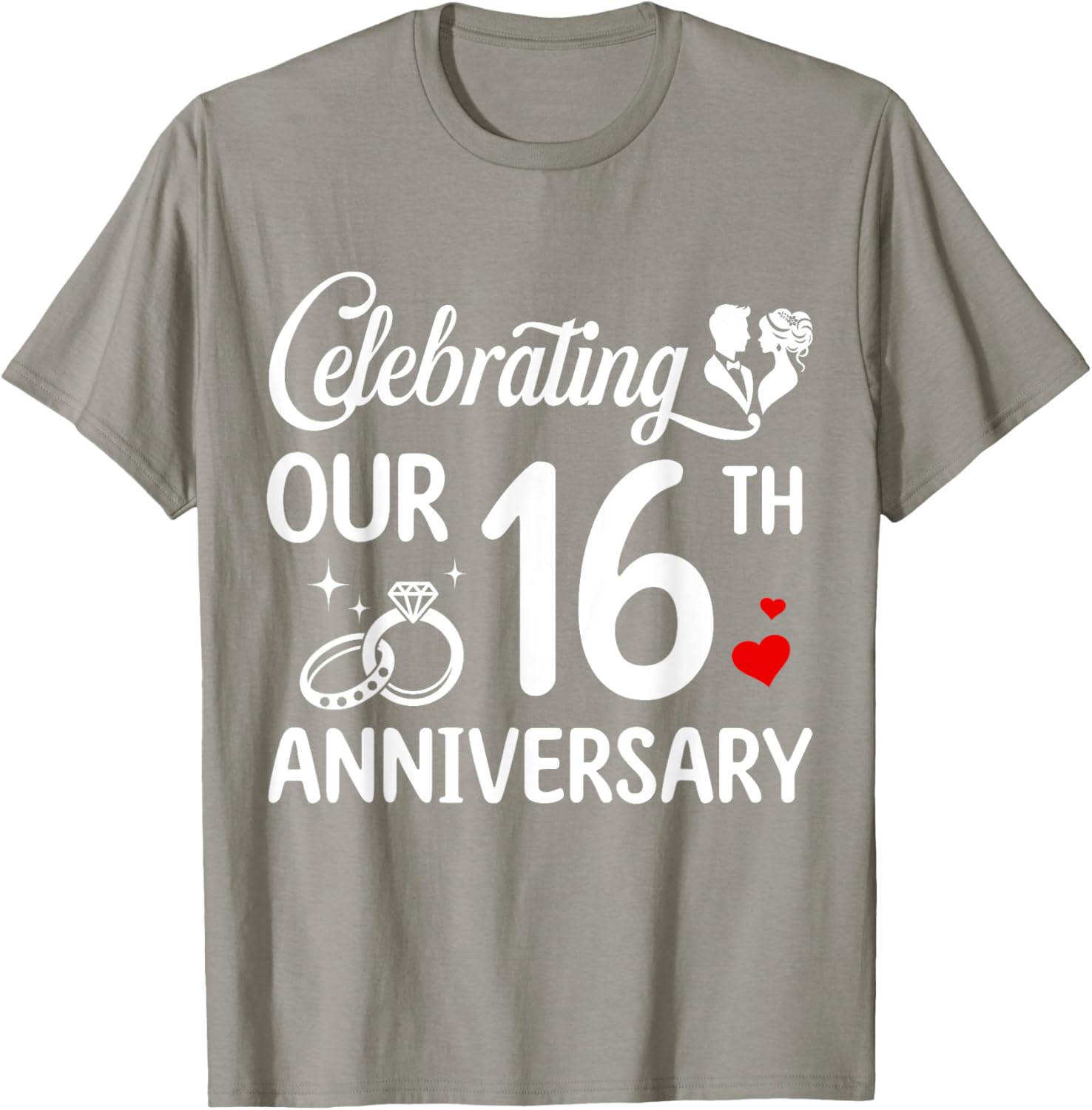16th Wedding Anniversary T-Shirt for Couples - Celebrate 16 Years Together - 2