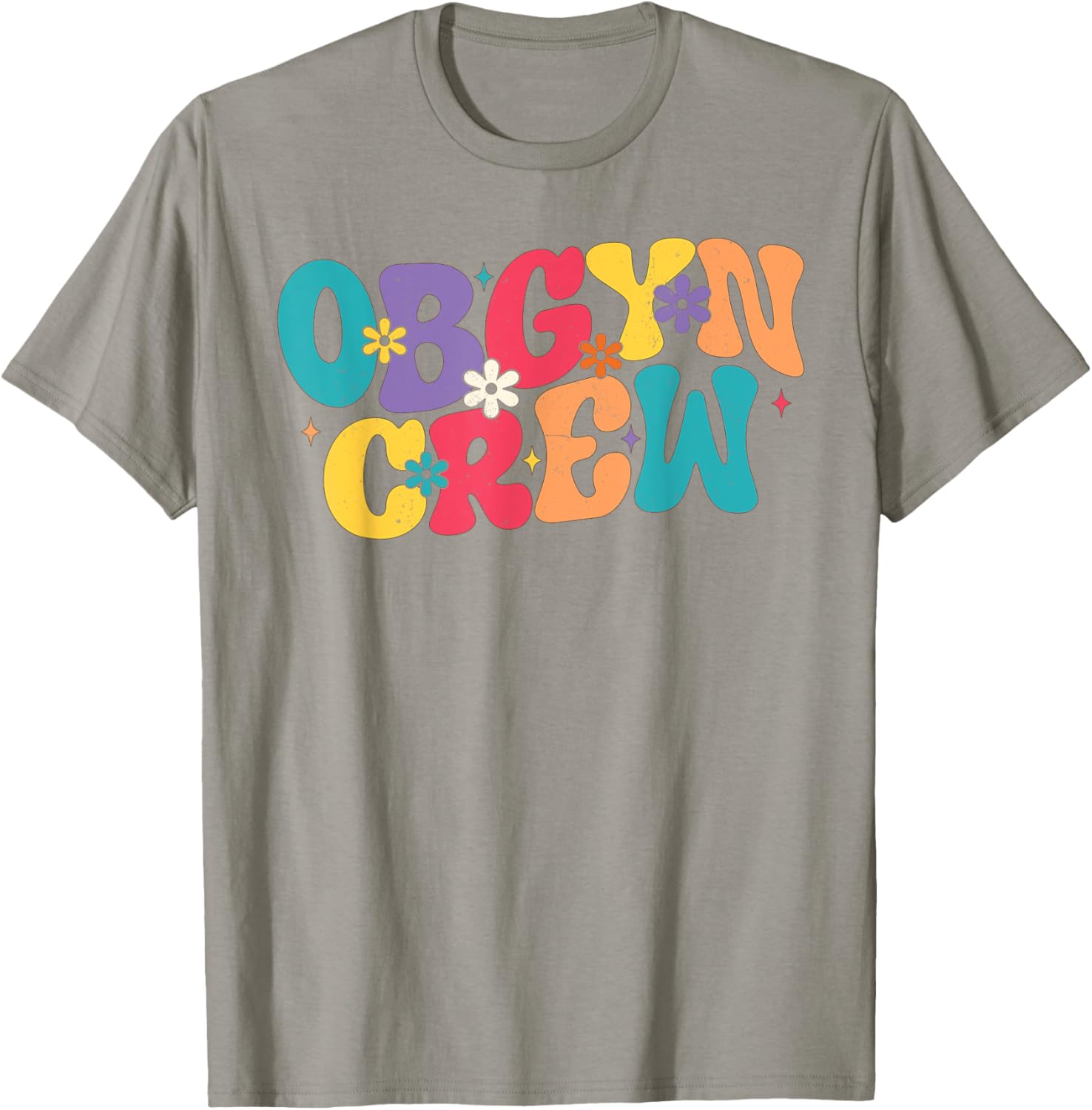 Retro Groovy OB-GYN Crew Nurse T-Shirt for Obstetrician Gynecologist - 1
