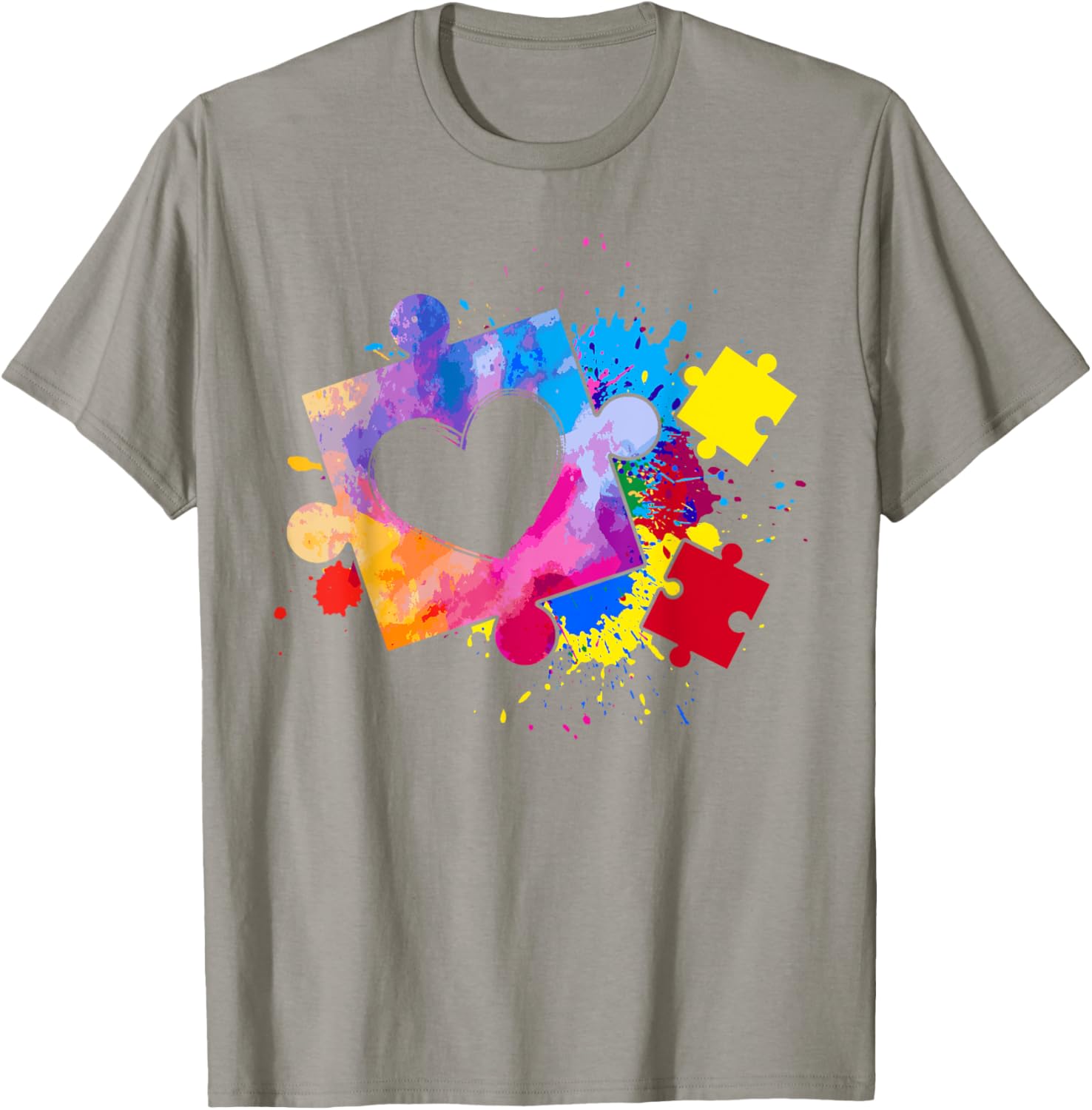 Autism Awareness Tie Dye Puzzle Piece Heart Kids T-Shirt for Boys and Girls - 24