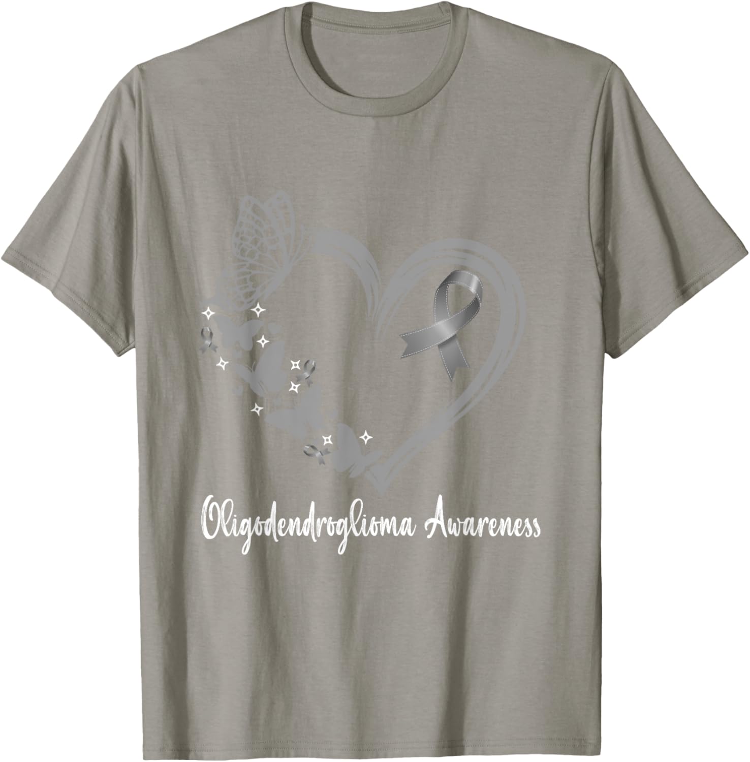 Oligodendroglioma Awareness Warrior Heart T-Shirt for Support & Unity - 3