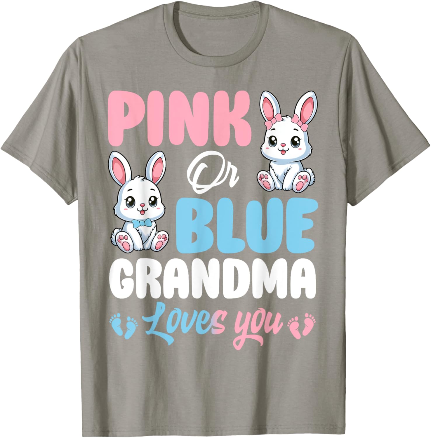 Pink or Blue Grandma Loves You Bunny Gender Reveal T-Shirt for Kids - 22