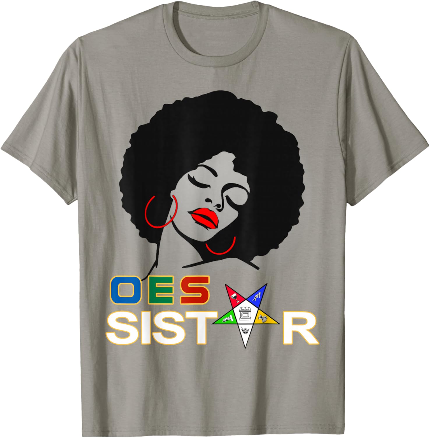 Beautiful Red Afro Earrings and Sistar Eastern Star T-Shirt for Girls - 4