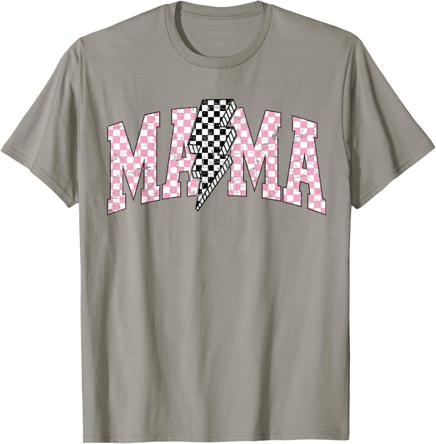 Retro Checkered Bolt Mama T-Shirt for Women, Men, Girls, and Kids - 24