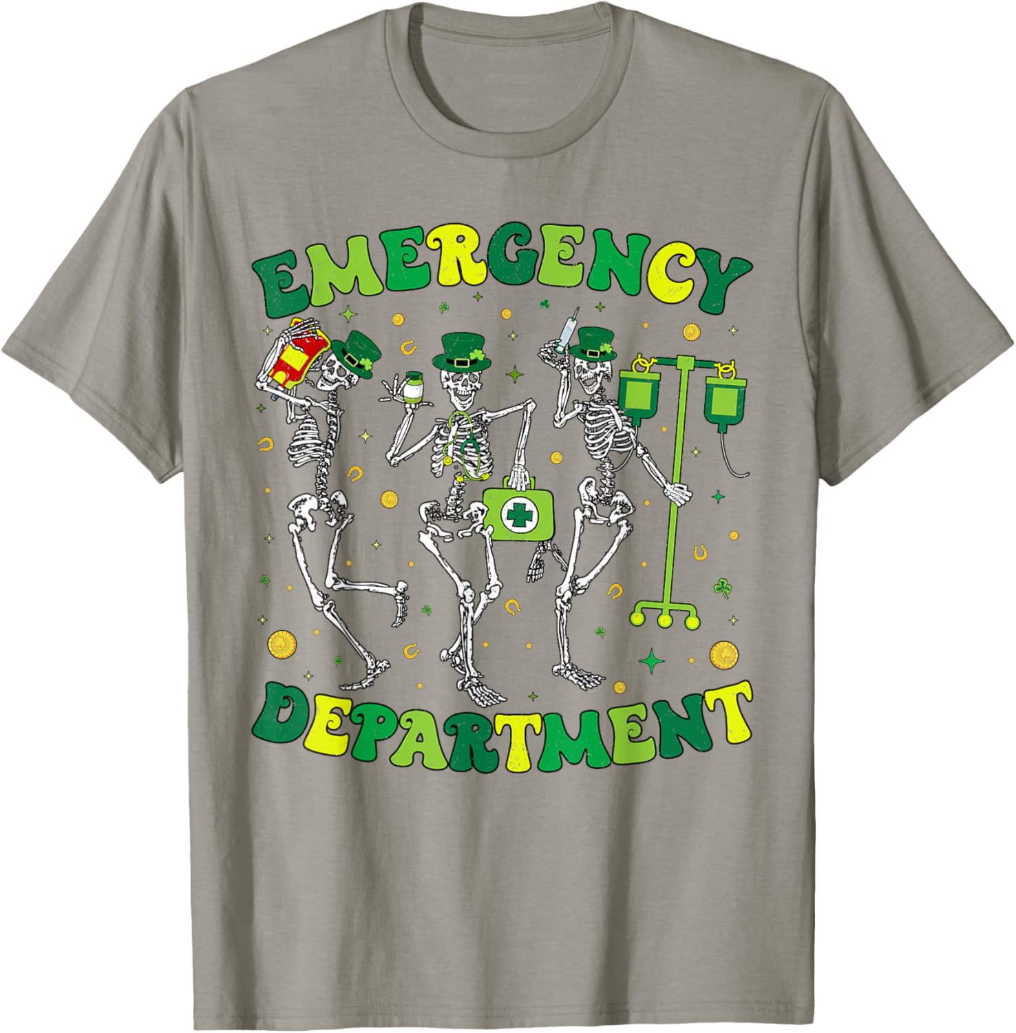 St Patricks Day Skeleton T-Shirt for Emergency Department Fun - 17