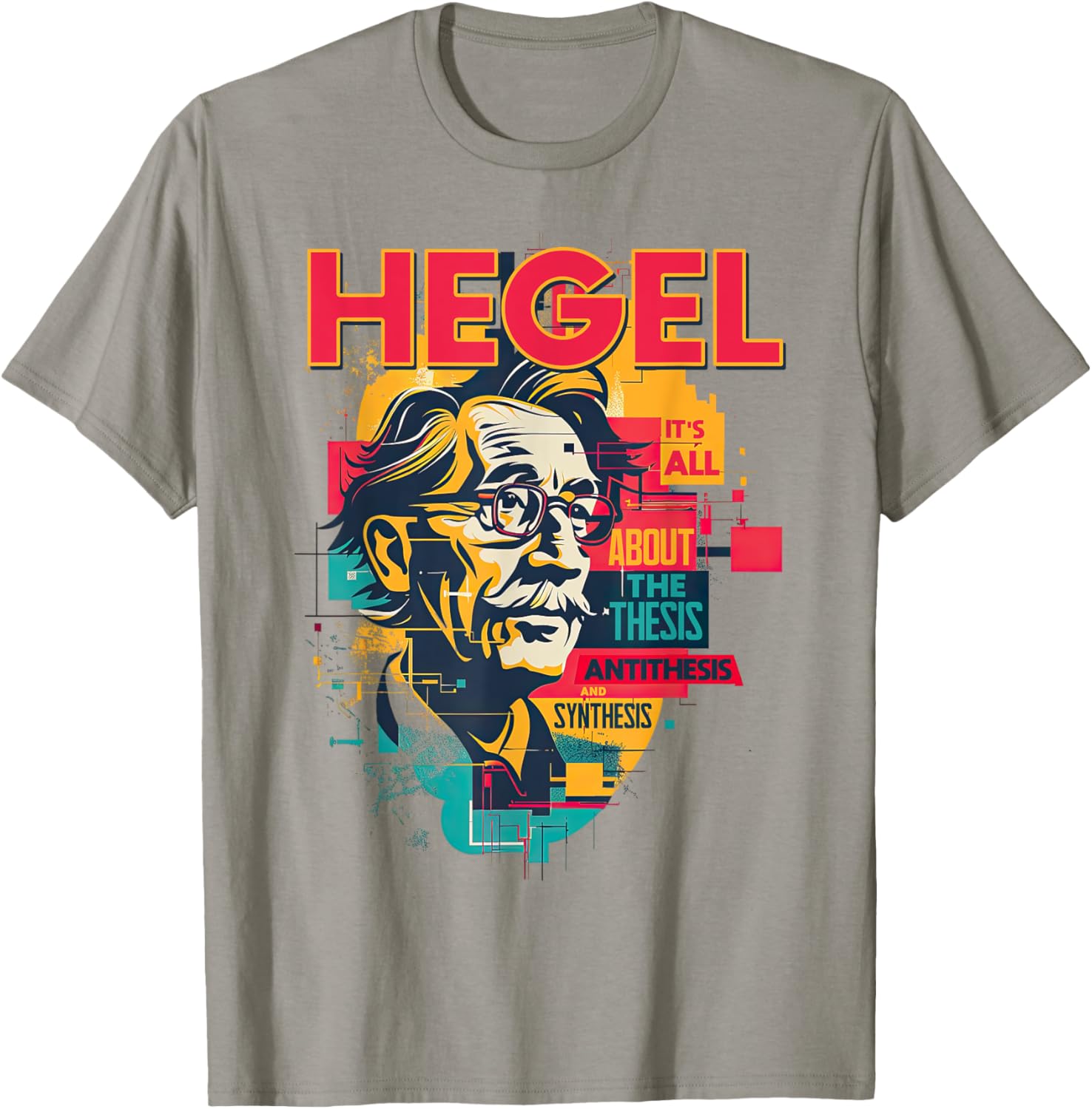 Hegel Philosophy Design T-Shirt with Thesis Antithesis Synthesis Graphic - 2