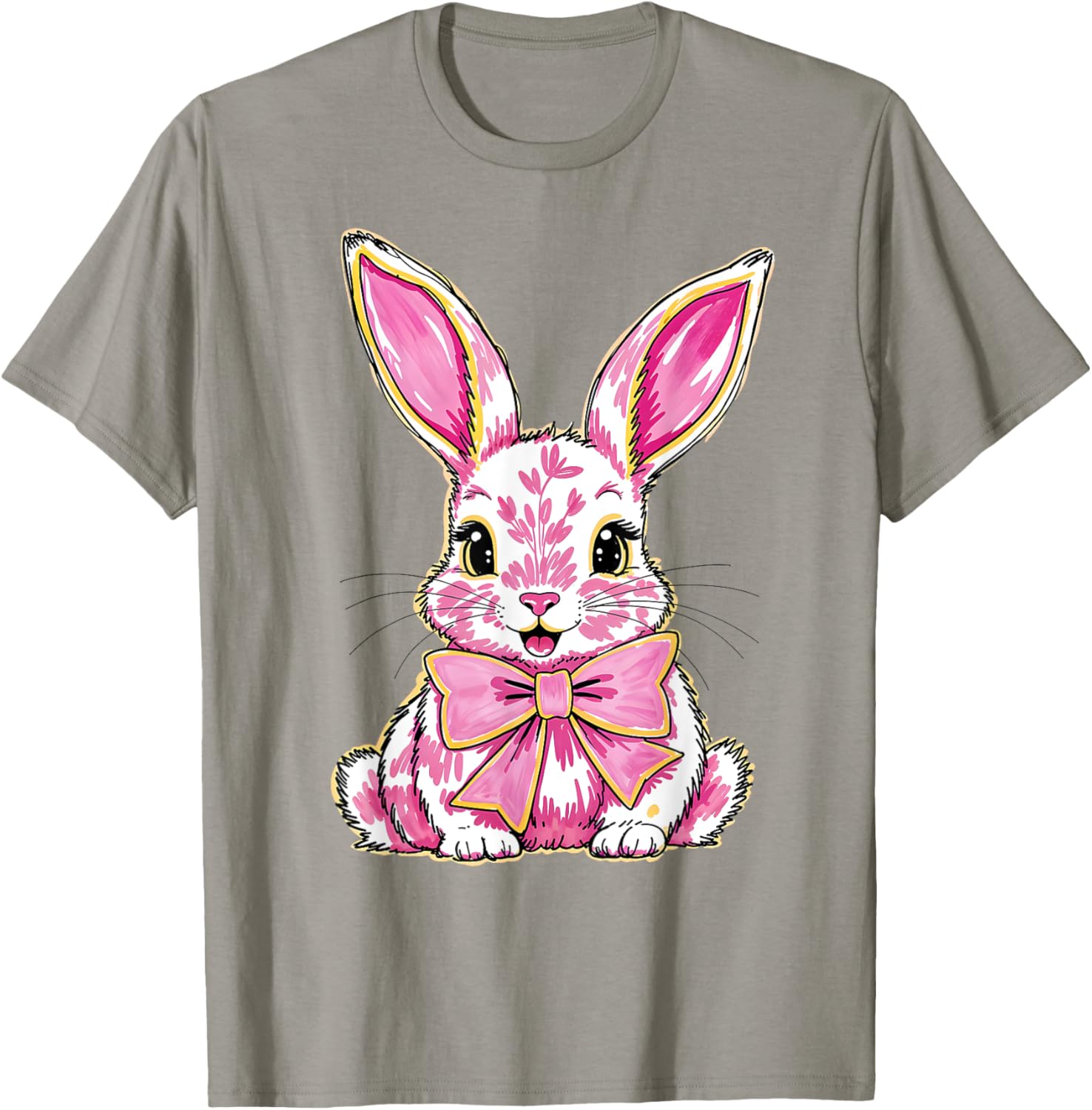 Happy Easter Bunny Coquette Bow Preppy T-Shirt for Women and Girls - 13