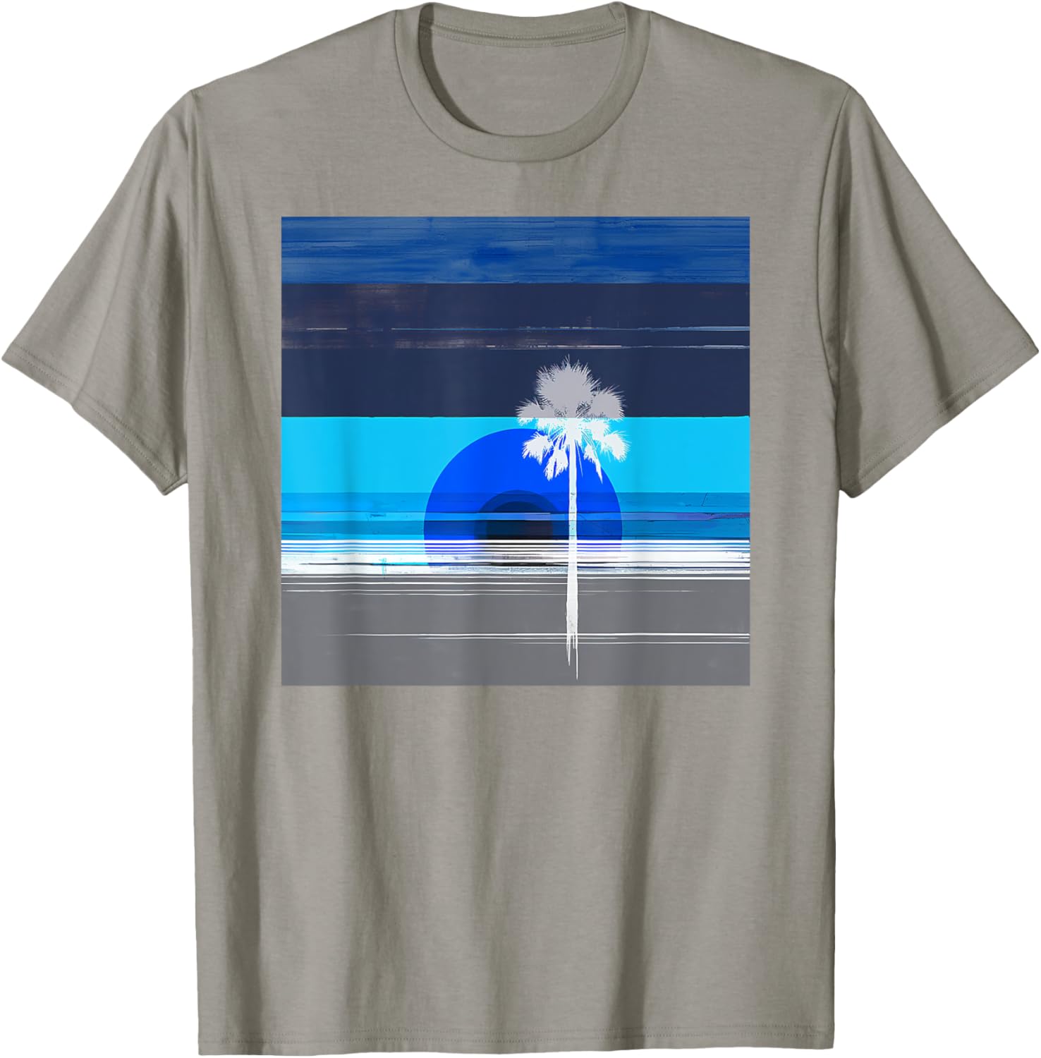 Stylish Palm Tree Tropical Landscape Abstract Art T-Shirt for Trendy Wear - 13