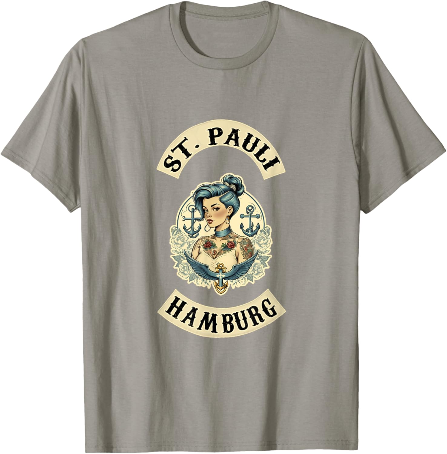 Hamburg St. Pauli Reeperbahn Sailor Tattoo Girl T-Shirt for Fans - 29