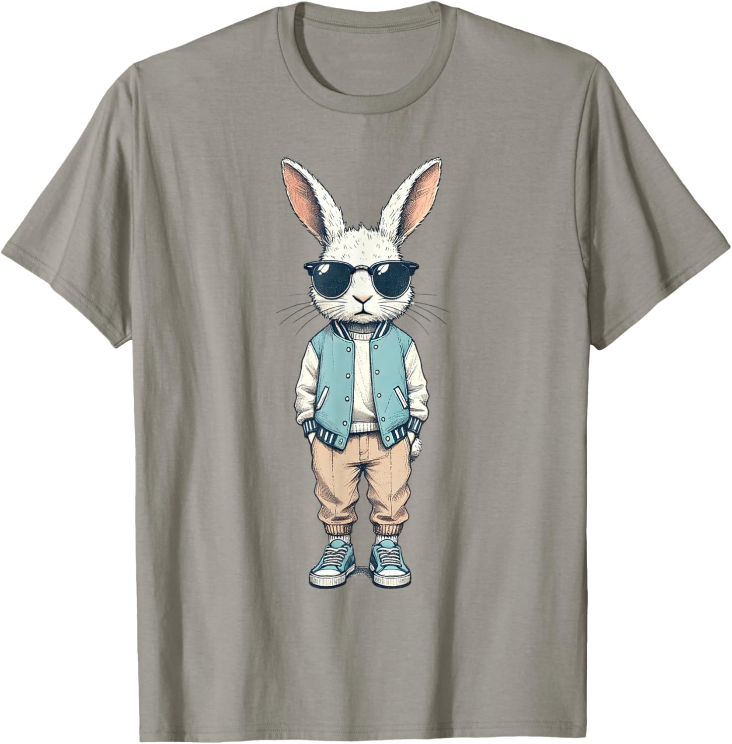Boys Easter Bunny Rabbit T-Shirt with Sunglasses for Kids and Men - 11