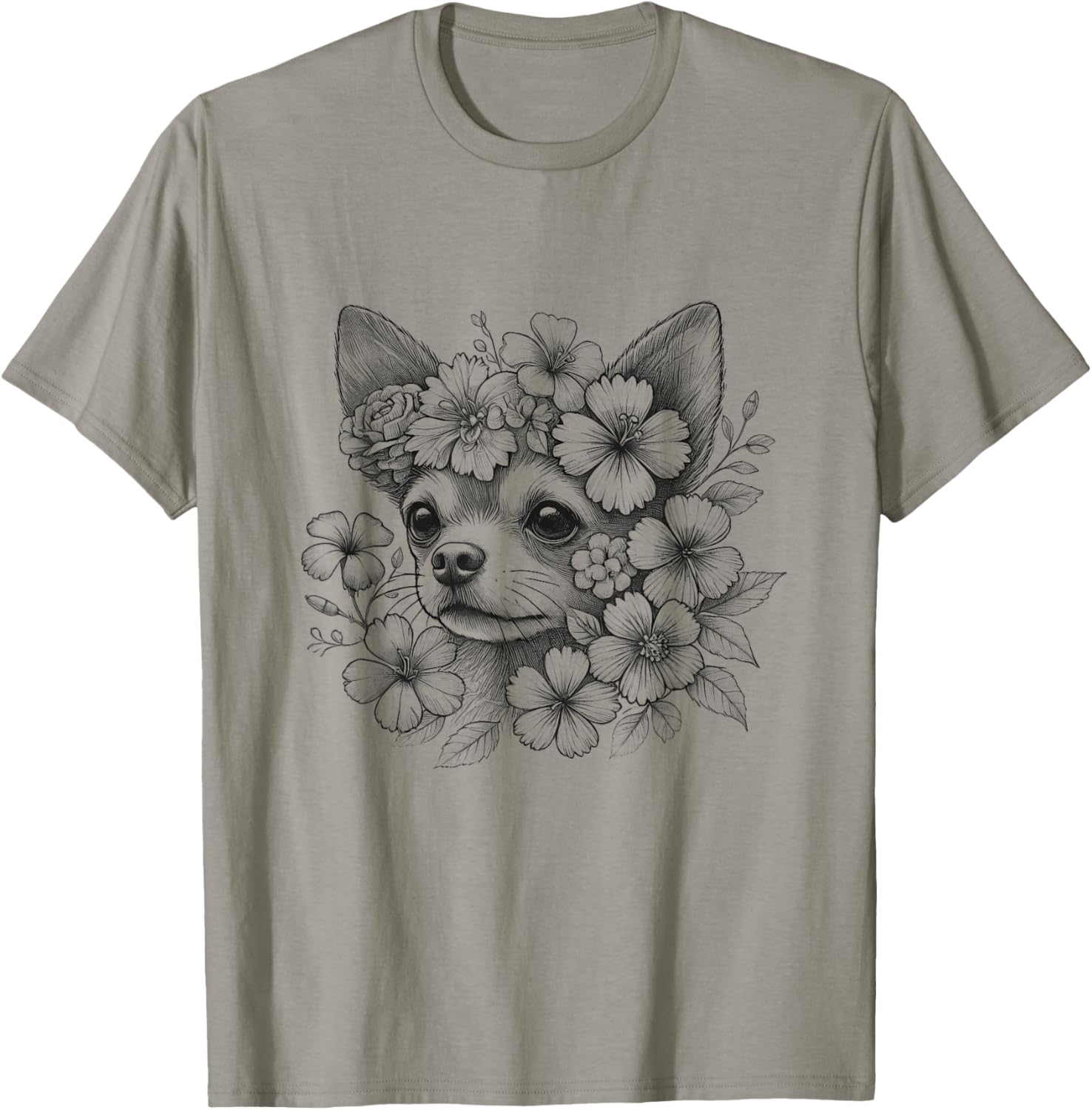 Floral Chihuahua T-Shirt for Girls and Women - Cute Dog Flower Design - 6