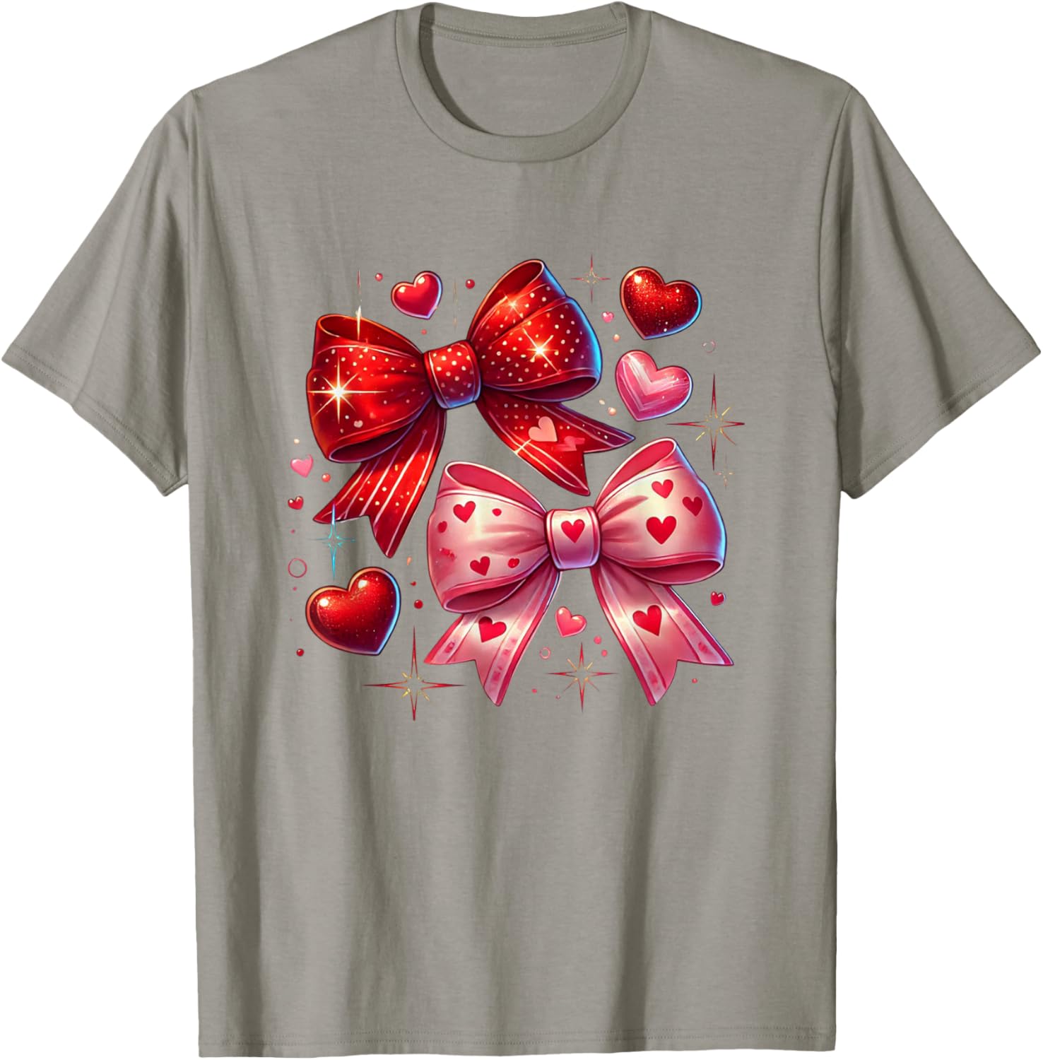 Heart Bows and Stars Romantic Love T-Shirt for Couples and Gifting - 9