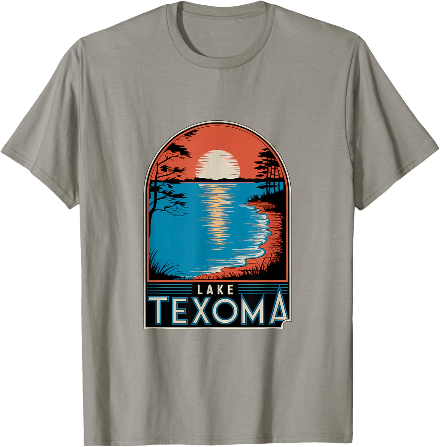 Lake Texoma Sunset Reflection Adventure T-Shirt for Nature Lovers - 1