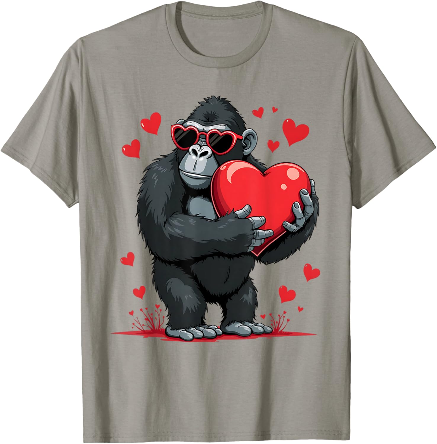 Funny Gorilla Heart Sunglasses T-Shirt for Boys Perfect for Valentine's Day - 11