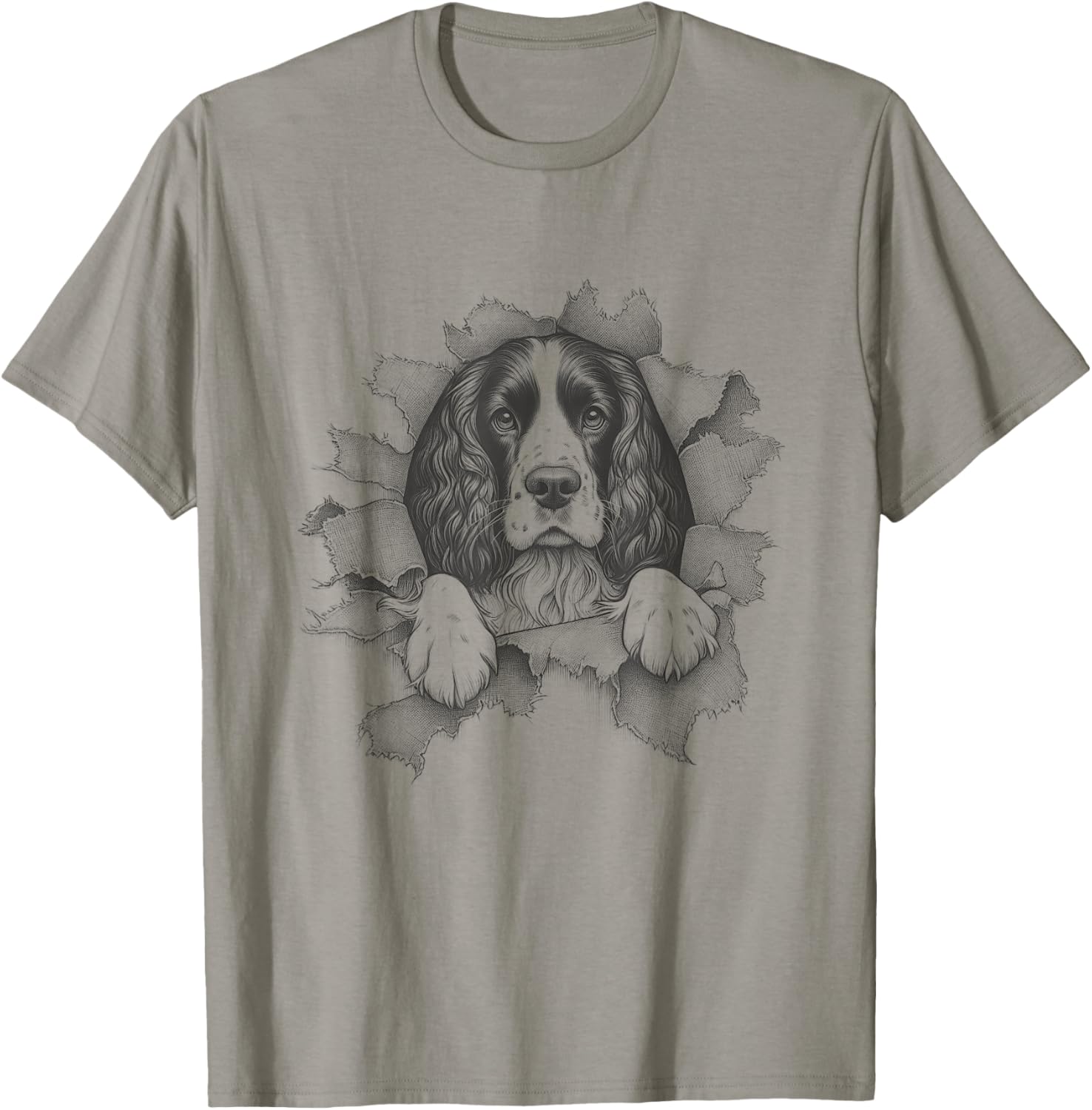 English Springer Spaniel Peeking T-Shirt for Dog Lovers - Fun and Stylish Wear - 2