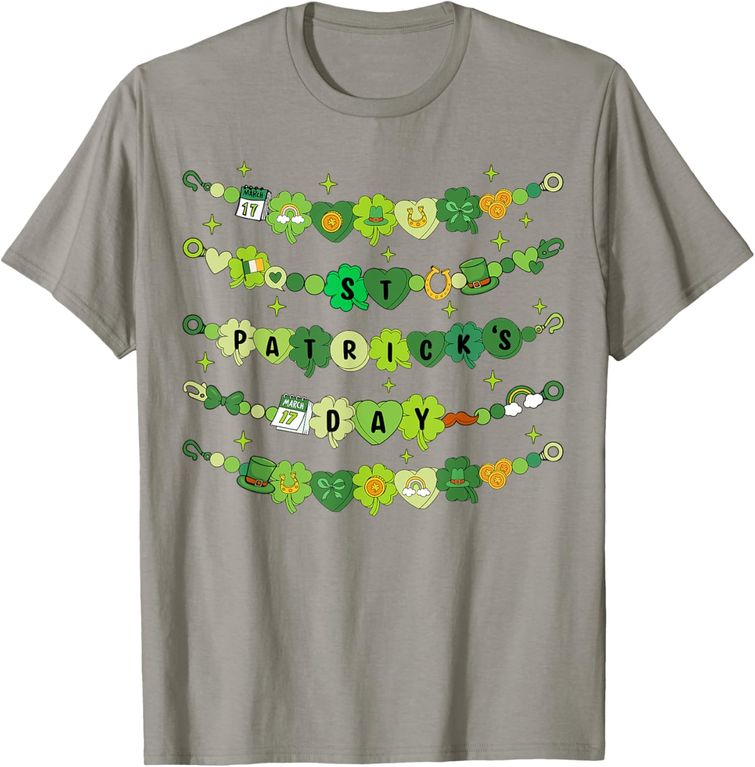 Happy St Patricks Day Friendship Bracelet T-Shirt for Girls - 15
