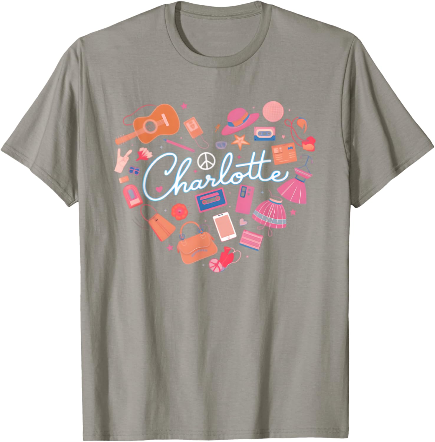 Personalized Charlotte Retro Heart T-Shirt for Girls - Cute Fashion Wear - 5