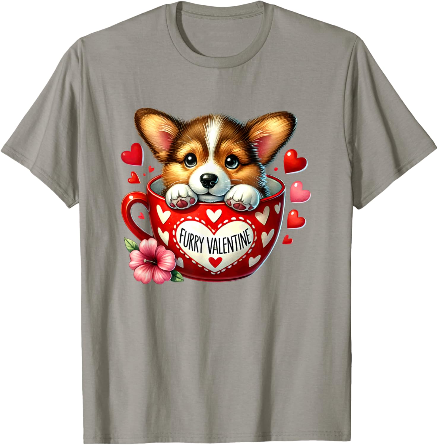 Furry Valentine Corgi Puppy Love T-Shirt for Dog Lovers and Friends - 28