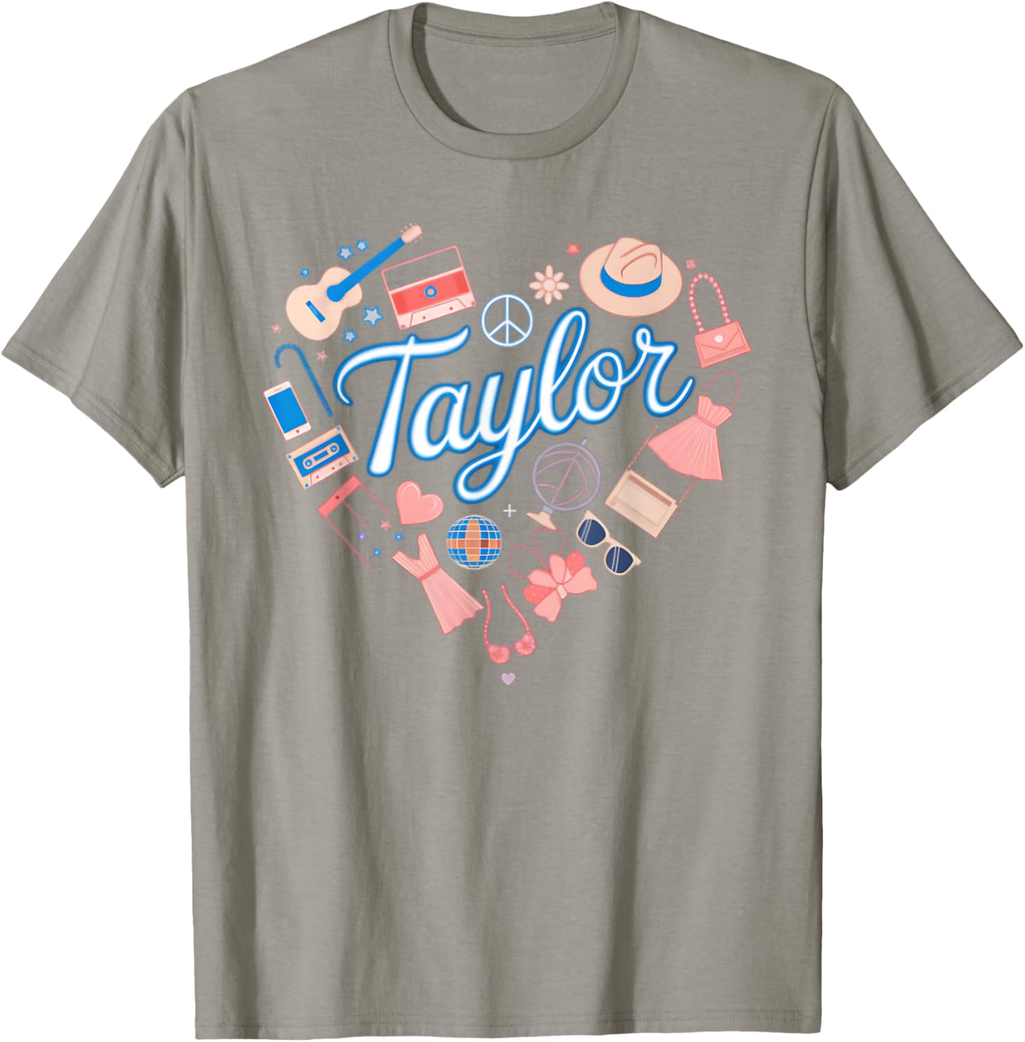 Personalized Girl Retro Heart T-Shirt with Taylor Name for Stylish Kids - 1