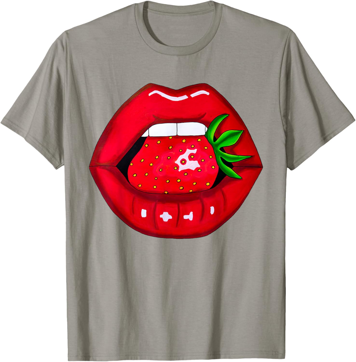 Sexy Strawberry Lips Red Lipstick Women's T-Shirt for Fun Fashion - 1