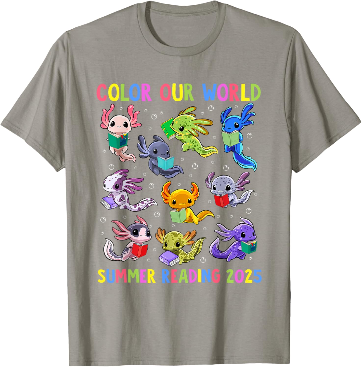 Color Our World Axolotl Summer Reading 2025 T-Shirt for Fun Adventures - 8