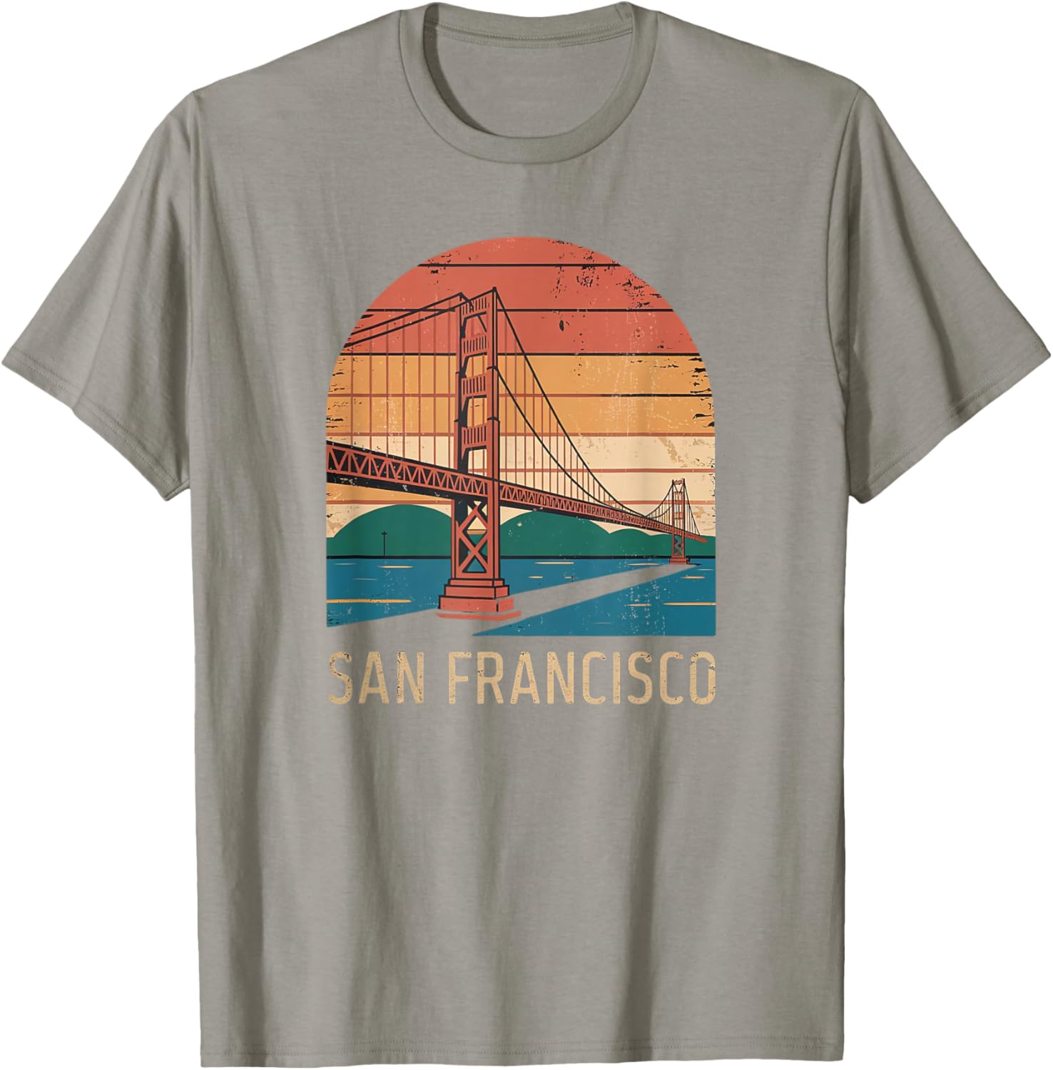 Retro San Francisco Bridge Sunset T-Shirt for Vintage Style Lovers - 22