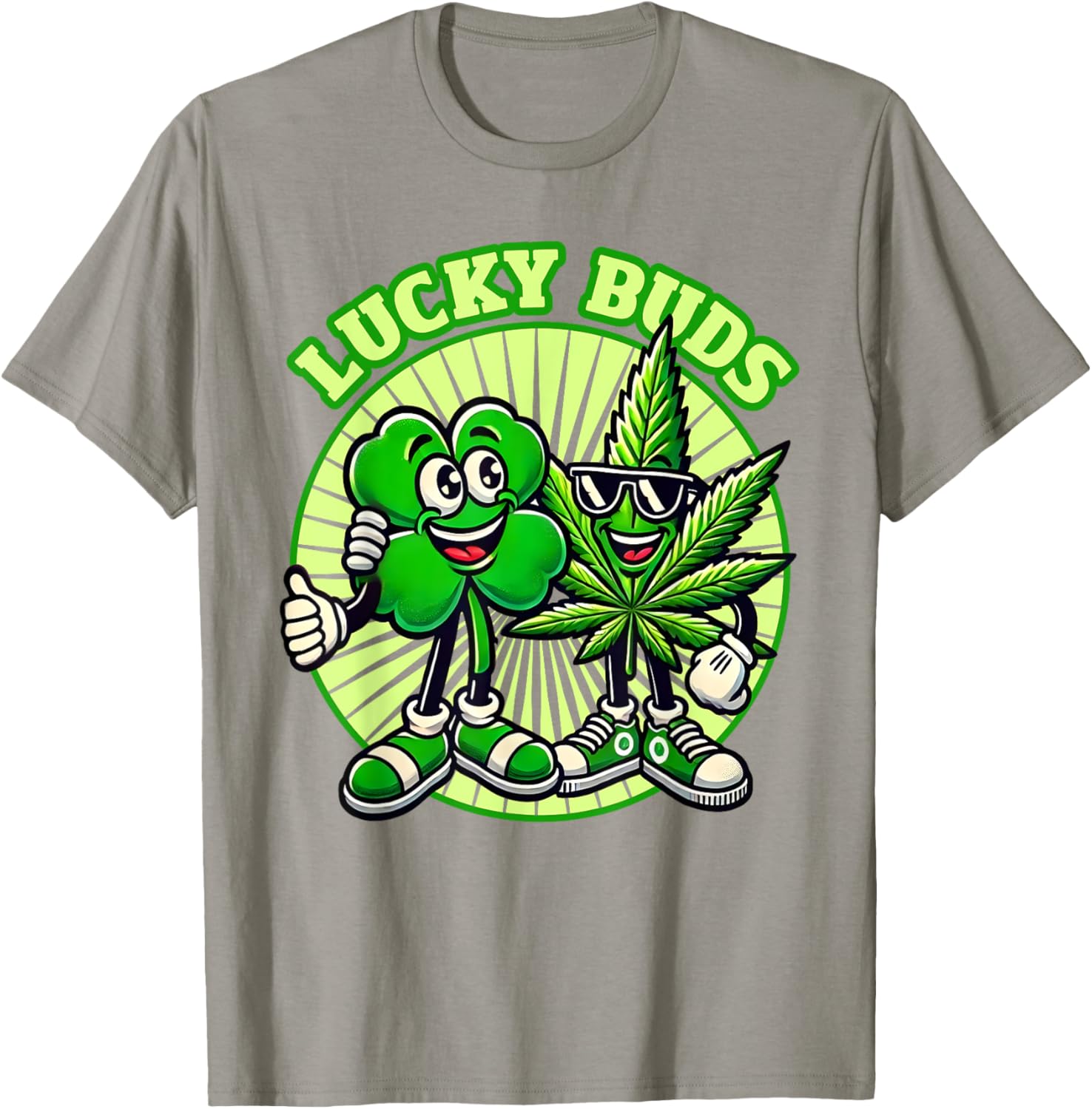 Lucky Buds St. Patrick's Day Retro Clover Weed T-Shirt for High Spirits - 14