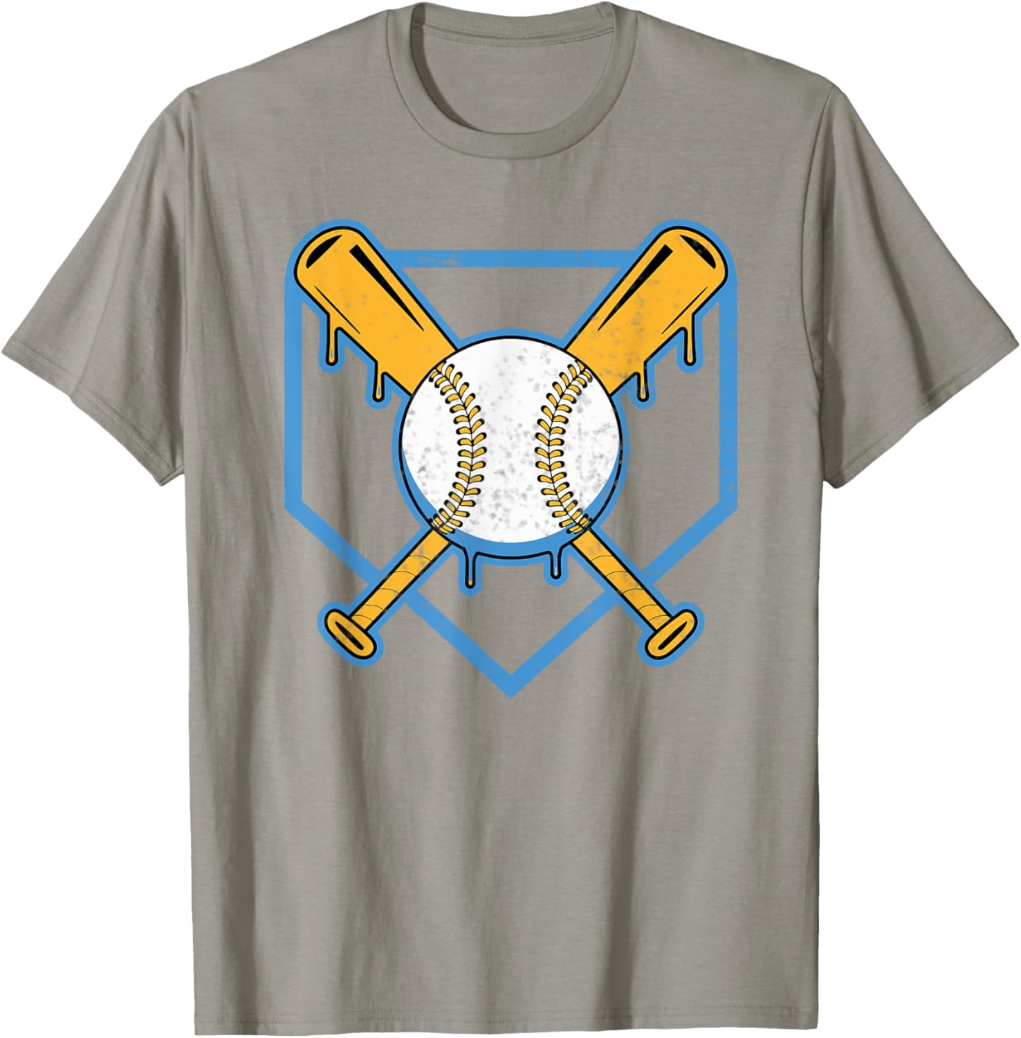 Yellow Baseball Home Plate Drip T-Shirt for Boys Sports Style - 17