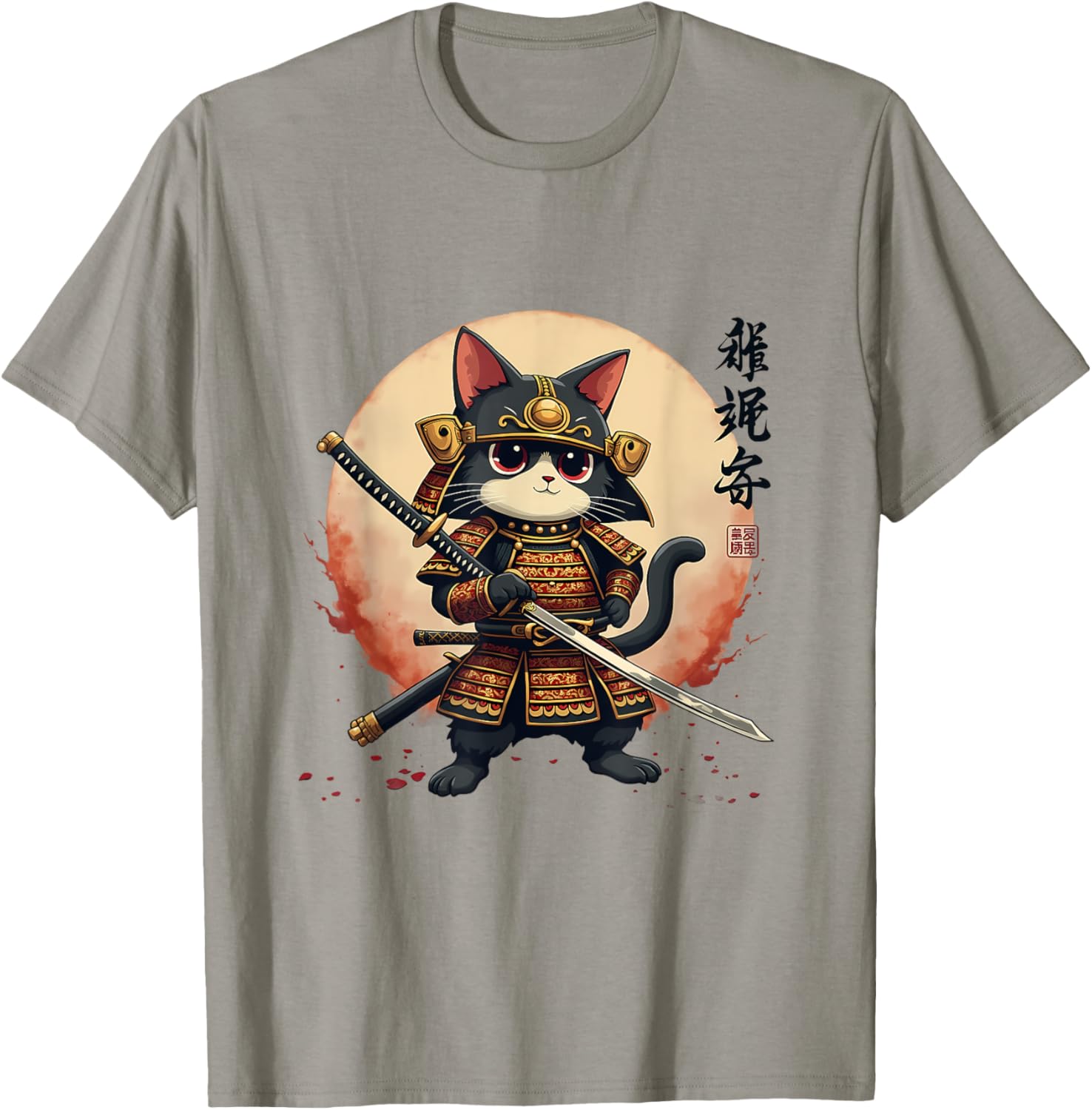 Samurai Cat Warrior Art Tee for Men and Women - Cool Japanese Anime T-Shirt - 20