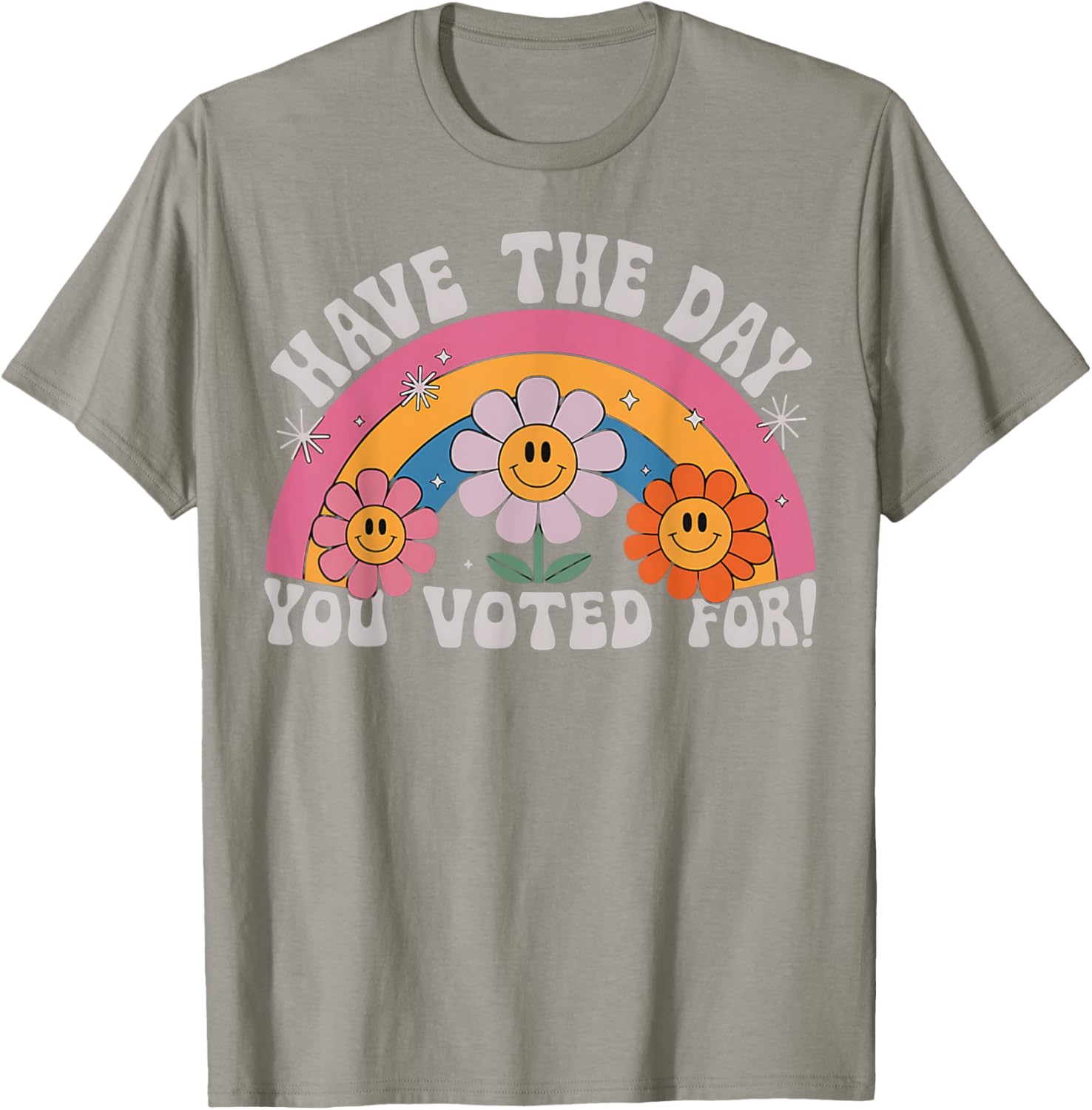 Funny Groovy Rainbow Flower T-Shirt Perfect for Voting Day Pride - 9