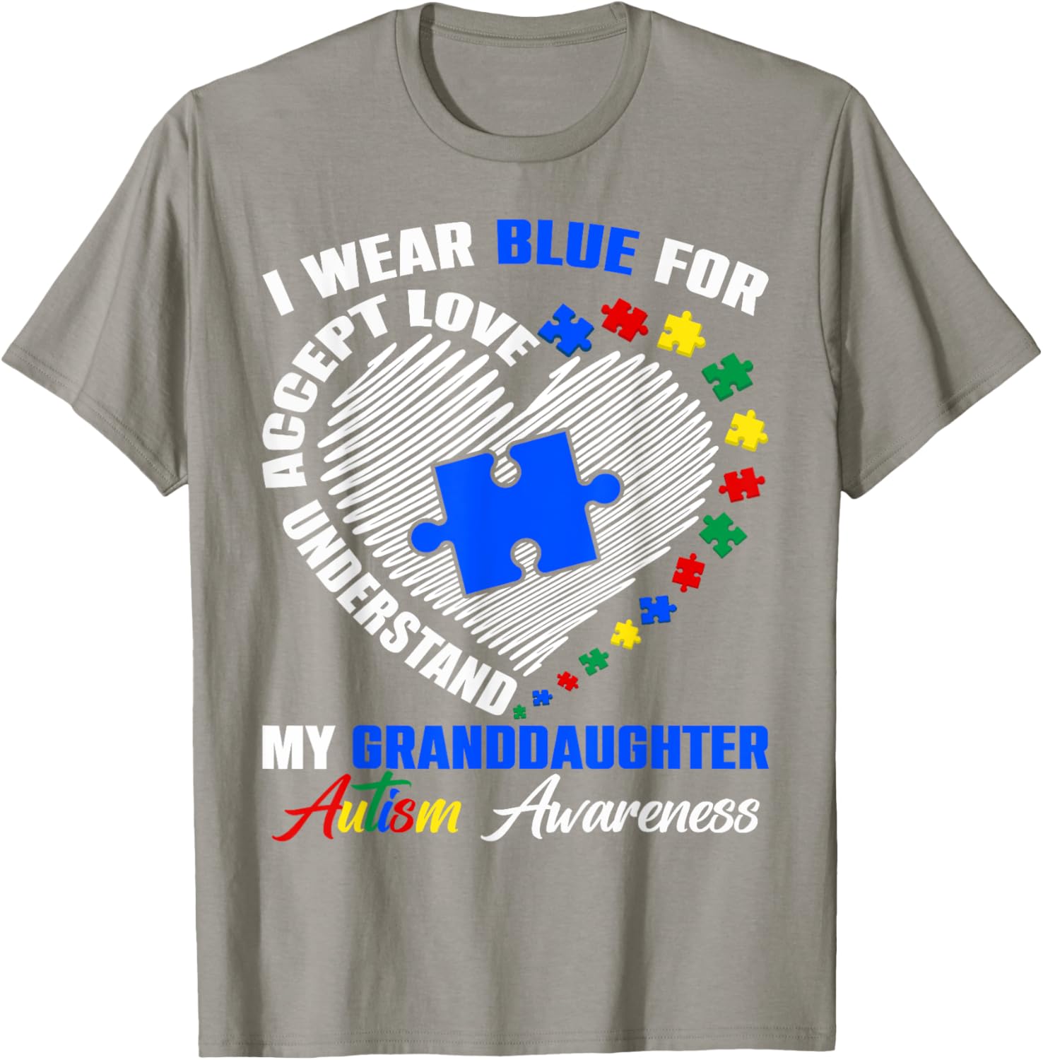 Blue Puzzle Pie T-Shirt for Autism Awareness - Perfect for Granddaughters - 29