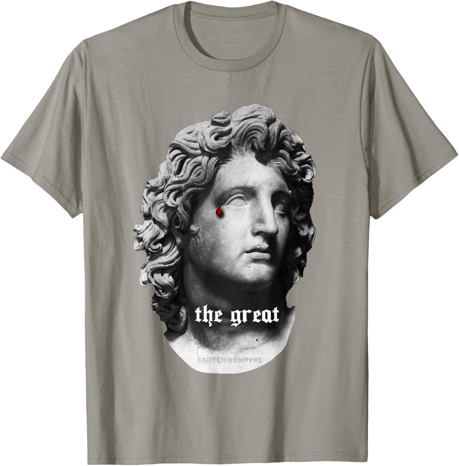 Alexander the Great Bust T-Shirt with Unique Bloody Teardrop Design - 12