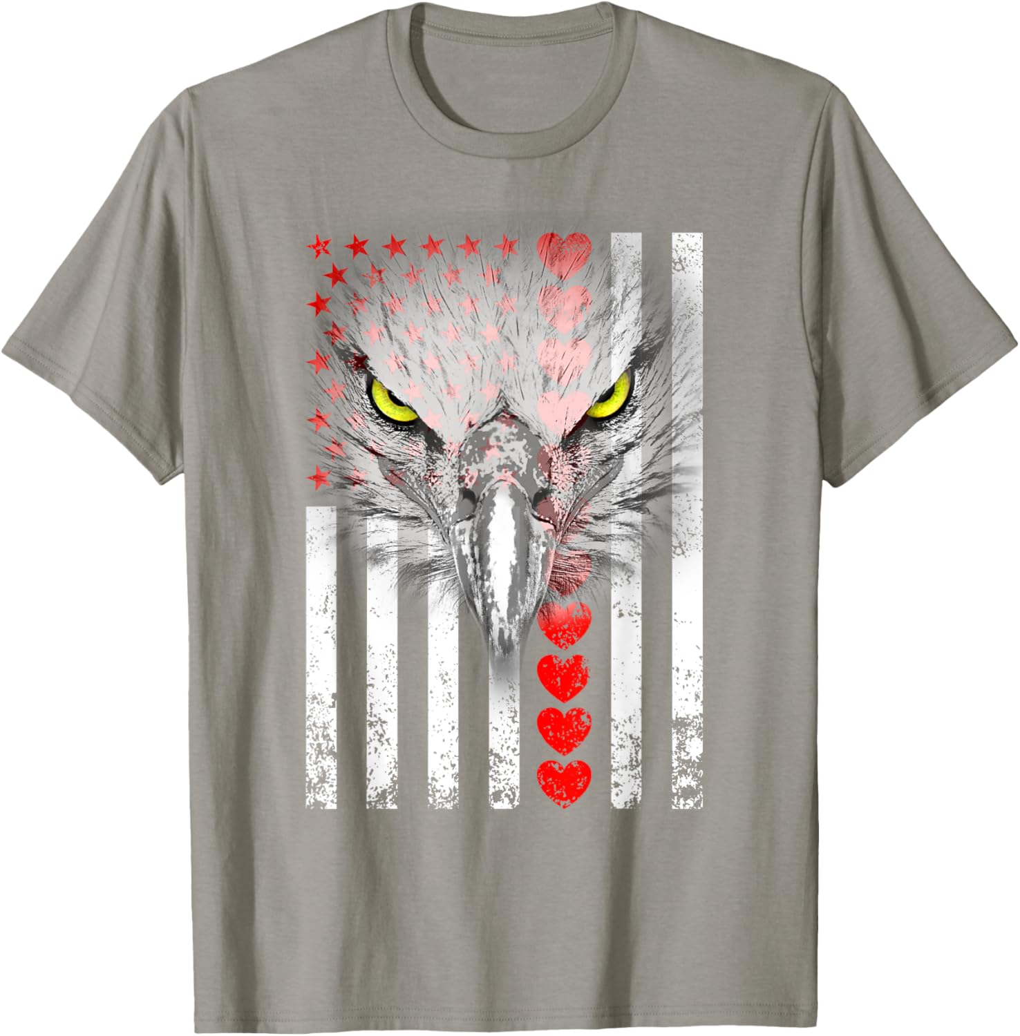 Happy Valentine's Day Eagle T-Shirt for Animal Lovers with Hearts & Flag - 20
