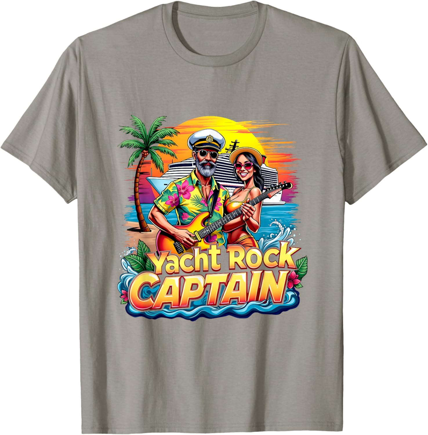 Retro Yacht Rock Captain Tropical Cruise Squad T-Shirt for Fun Parties - 17