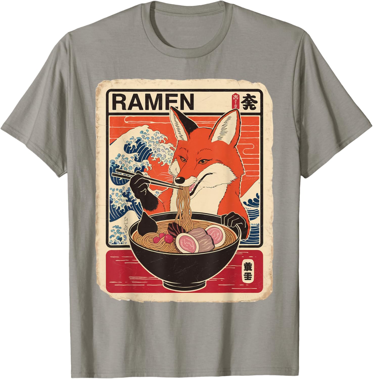 Kawaii Fox Ramen Graphic T-Shirt Cute Ezo Orange Fox Apparel - 26