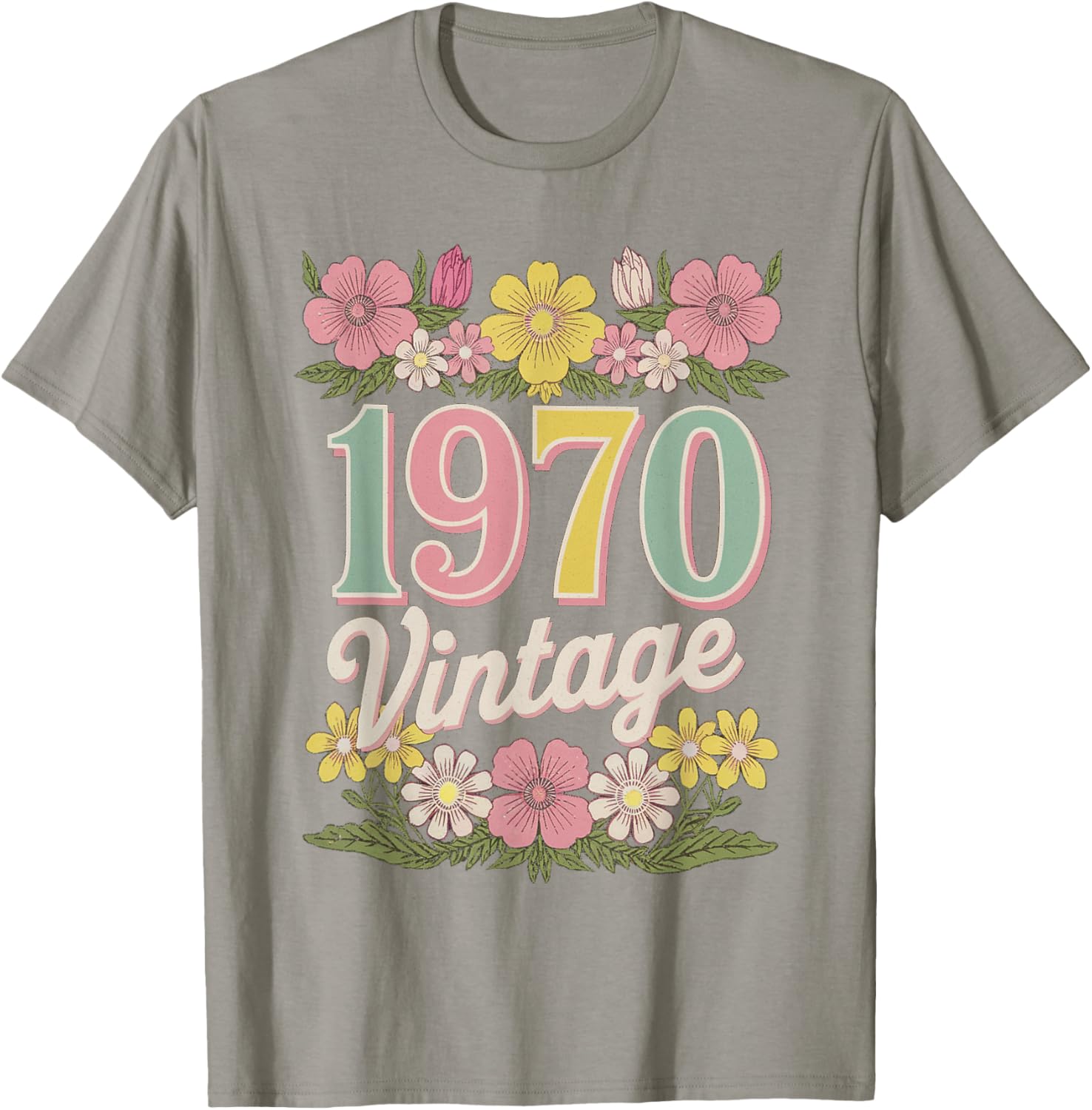 Vintage 1970 Retro Flower Birthday T-Shirt for Daughters and Women - 3