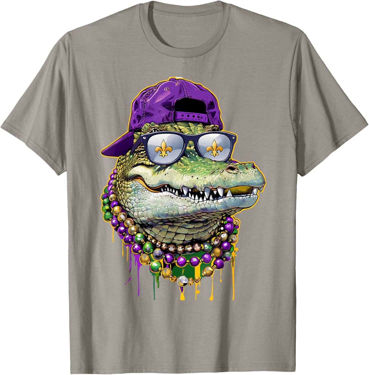 Mardigator Mardi Gras Alligator Costume T-Shirt for Men and Women - 9