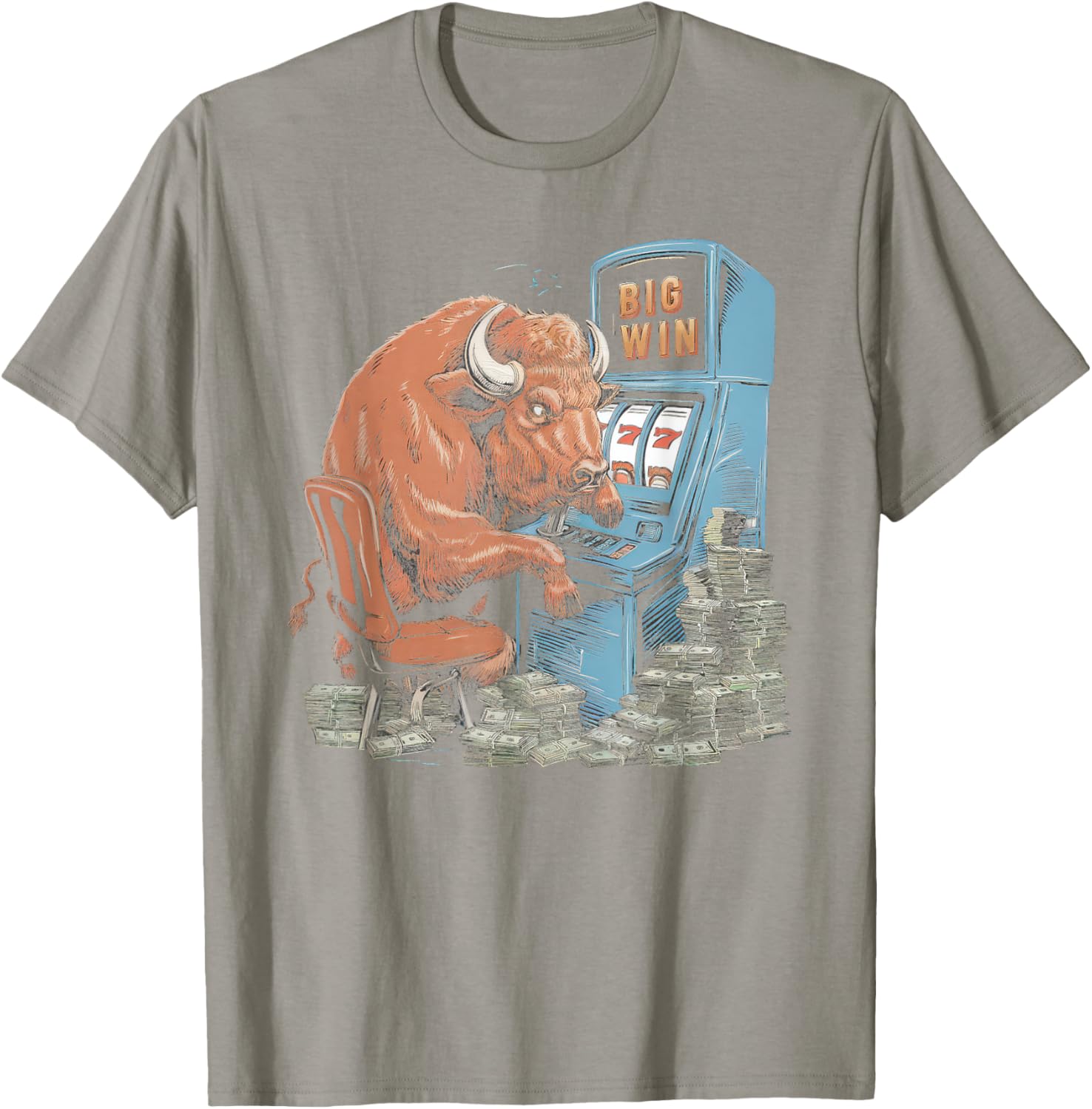 Lucky Buffalo Casino Slot Machine T-Shirt for Gamblers and Slots Fans - 26