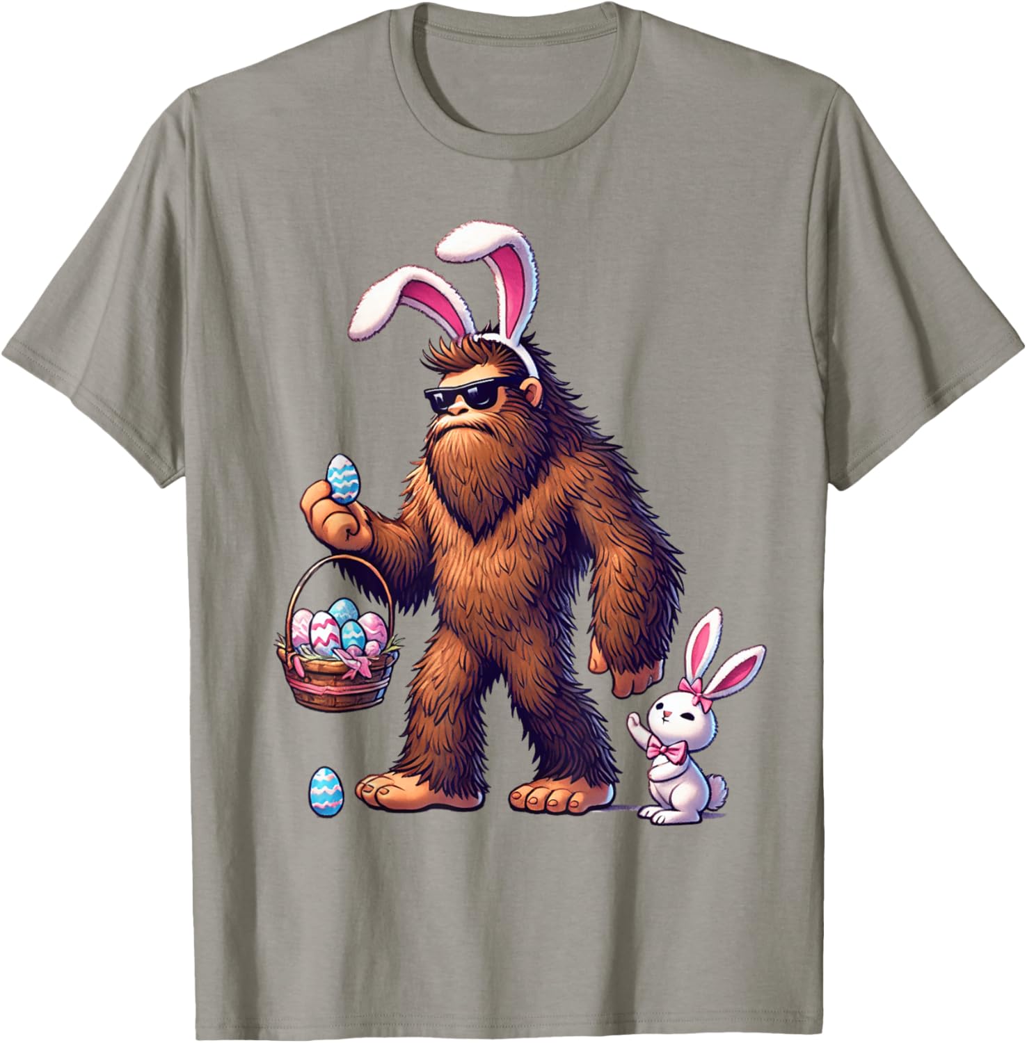 Bigfoot Sasquatch Bunny Easter Eggs T-Shirt for Kids and Men - 13