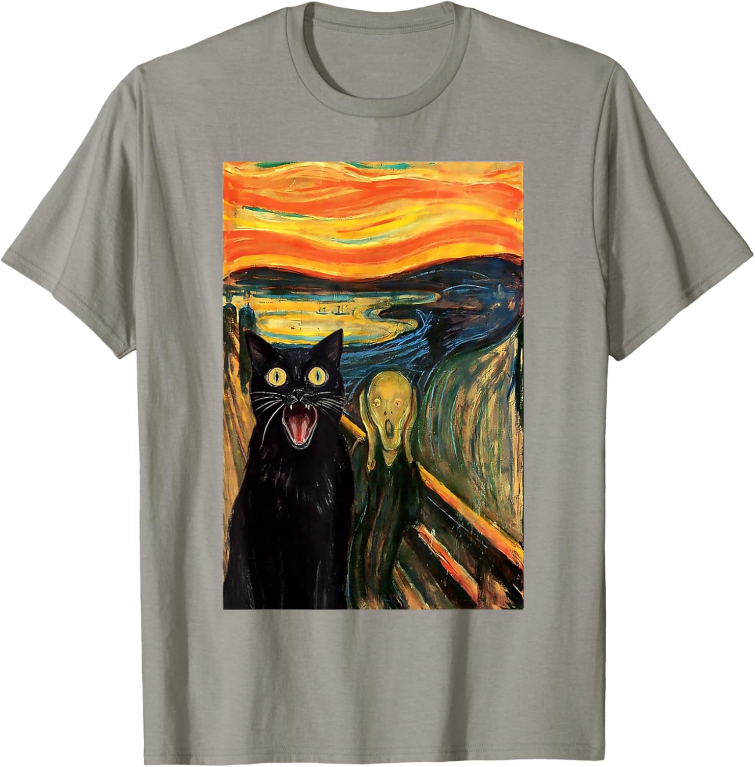 Funny Black Cat Scream Parody T-Shirt for Cat Lovers and Fans - 10