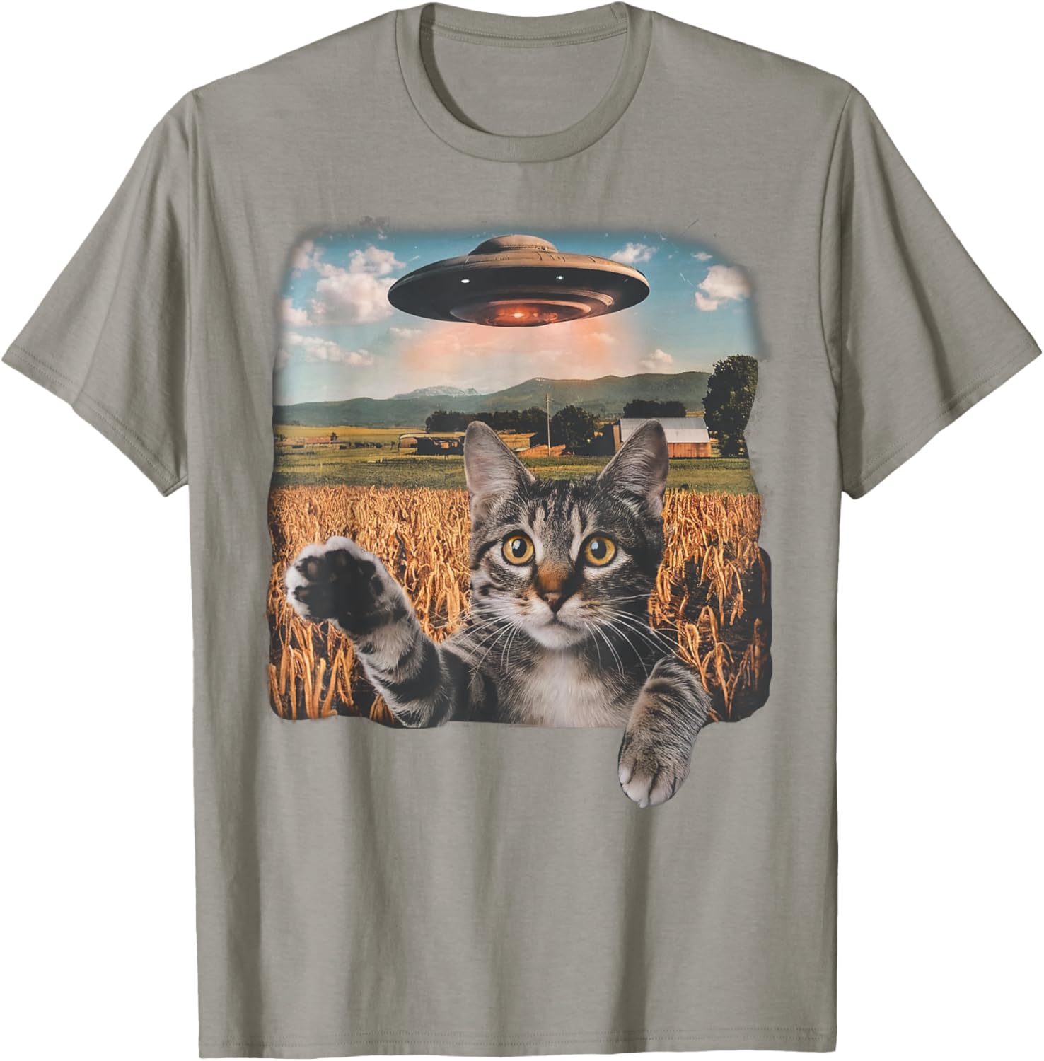 Cat Selfie with Alien UFO T-Shirt for Men, Women, and Kids - 16